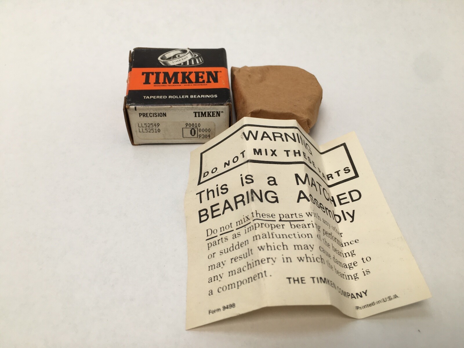 Timken LL52549/LL52510 Taper Bearing Cone&Cup 7/8″ ID 1-21/32″ OD LL 52549 USA
