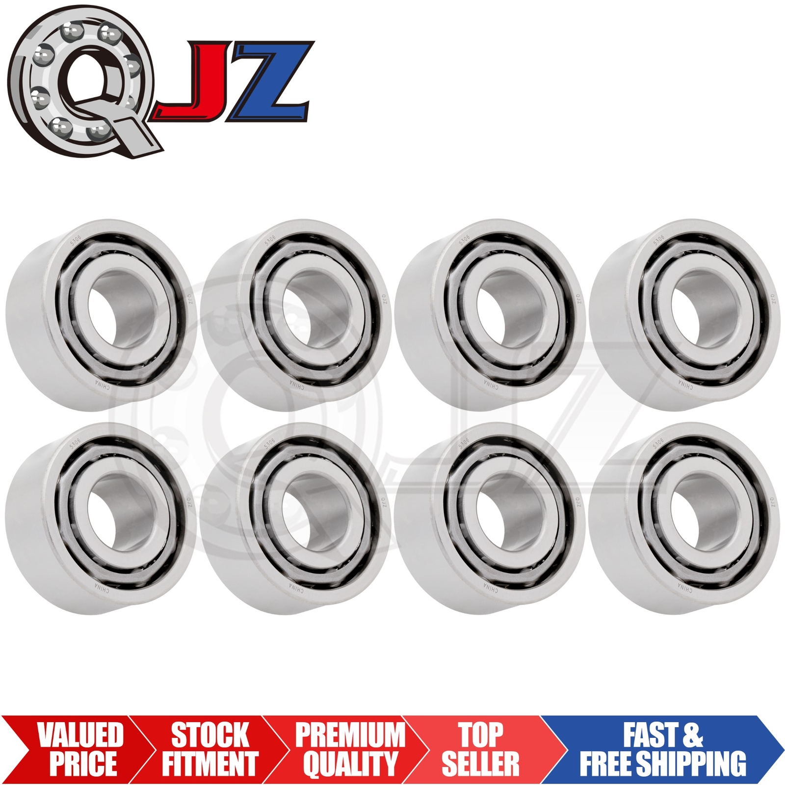 [Qty.8] 5306-OPEN Angular Contact Ball Bearing [30mm Bore x 72mm OD x 30.2mm W]