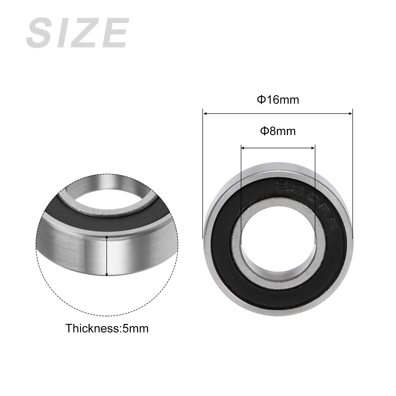 Bearings (688-2RS, 8mmx16mmx5mm) 4Pcs, Chromium Steel Double Sealed