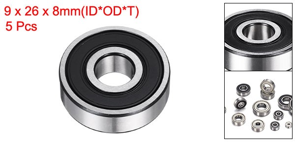 5 Pack 9 x 26 x 8mm 629 2RS Deep Groove Ball Bearing Double Seal ABEC5 Bearing