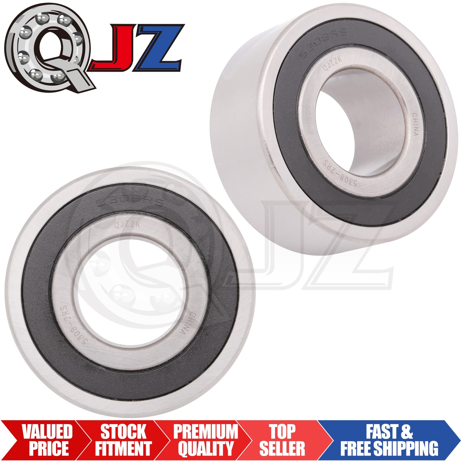 [Qty.2] 5308-2RS Angular Contact Ball Bearing [40mm Bore x 90mm OD x 36.5mm W]