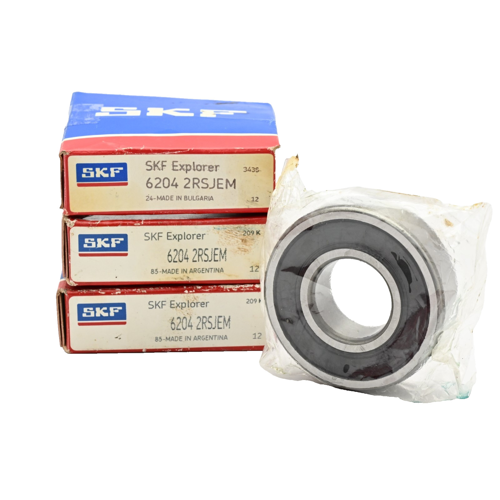 Lot of 3x SKF 6204-2RSJEM Ball Bearing 20 mm Bore, 47 mm OD, 14 mm Wd