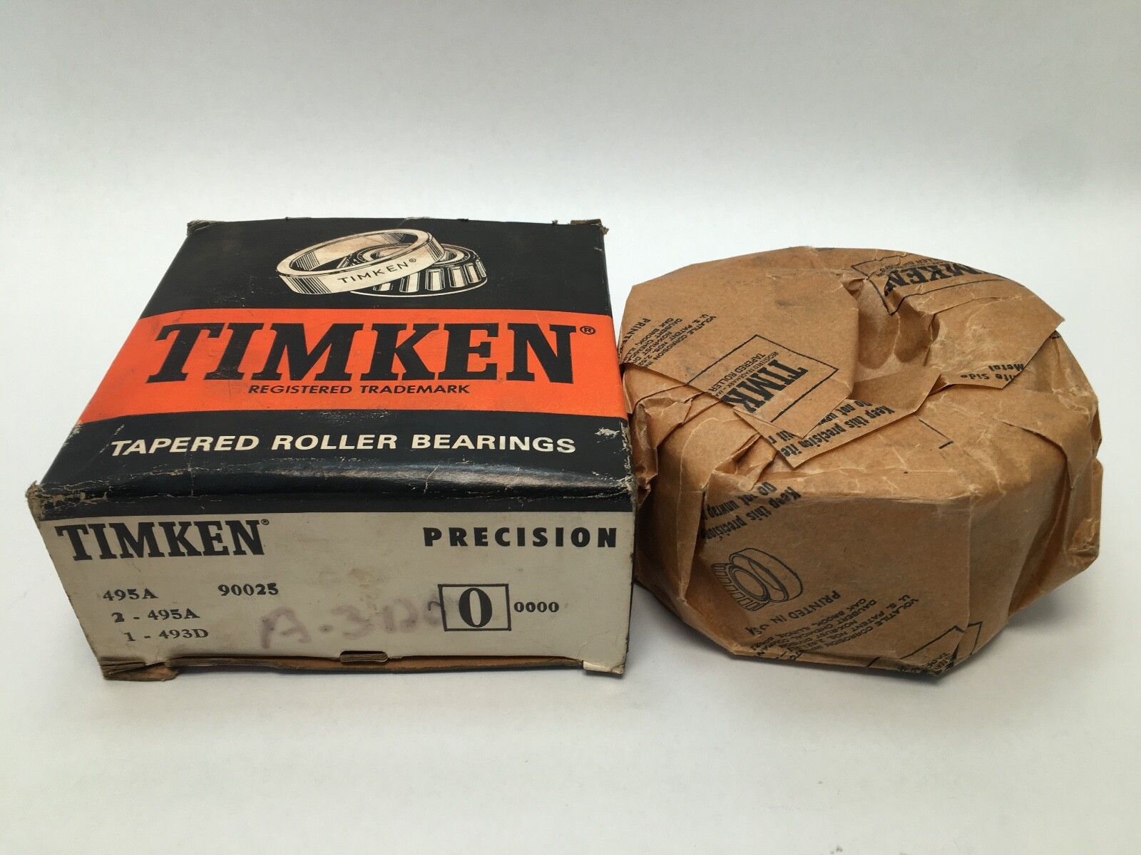 Timken 495A-90025 Double Taper Roller Bearing Cone & Cup 3″ ID 5-3/8″ OD USA