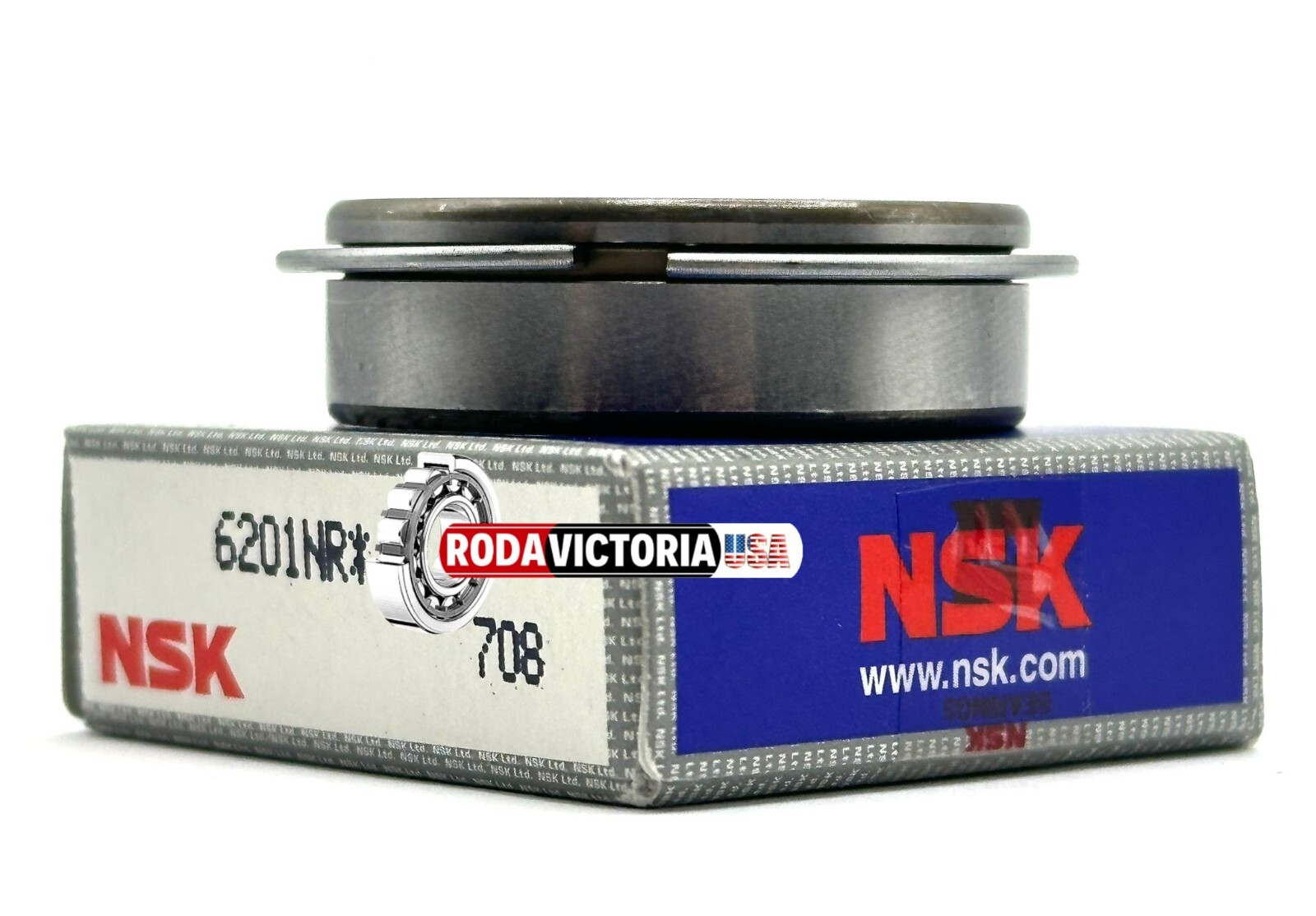 NSK 6201 NR Ball Bearing, Open Type, No Seals + Snap Ring 12x32x10 mm