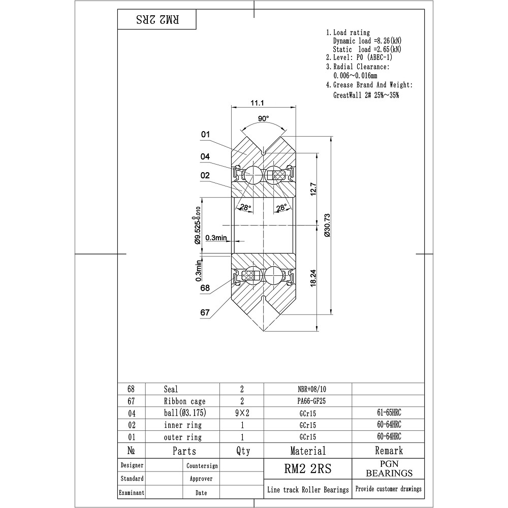 RM2-2RS 3/8″ Premium Rubber Sealed V W Groove Roller Ball Bearing V-Guide