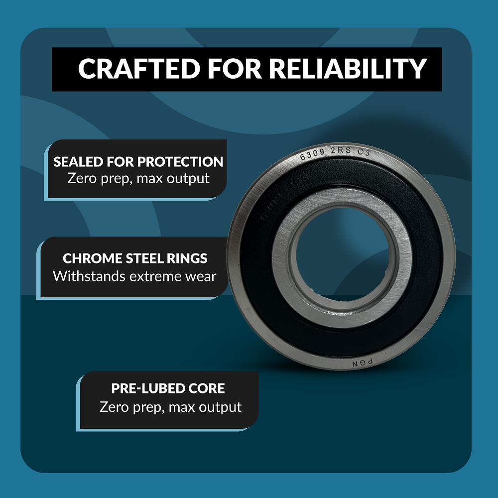 PGN 6309-2RS Ball Bearing, Double Rubber Sealed, Pack of 10