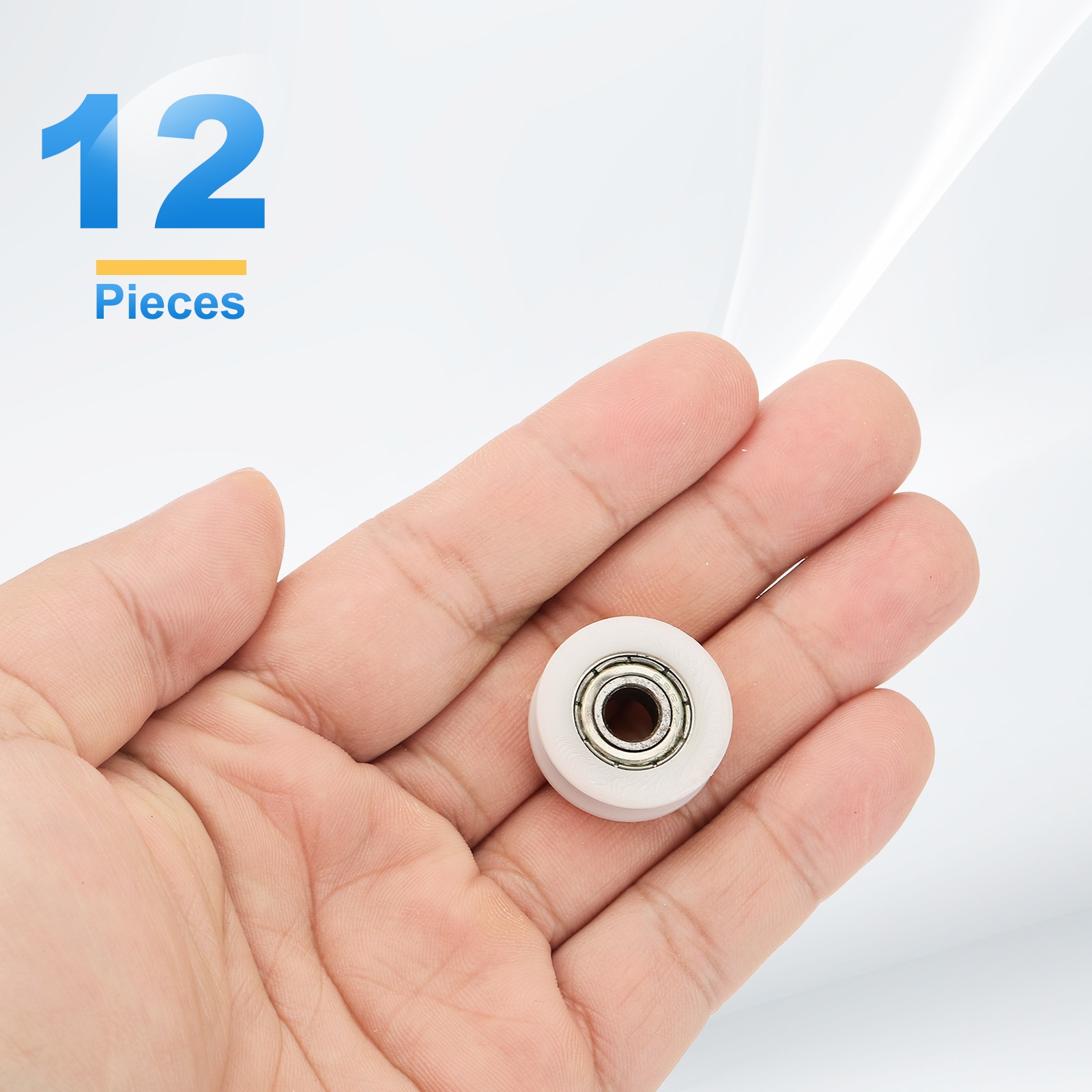 12Pcs Groove Nylon Plastic Guide Bearing 6x22x7mm Pulley Roller (White)