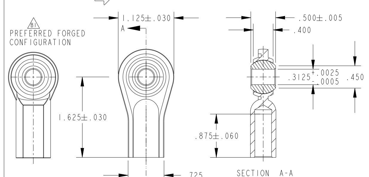 CF06-5T Rod End Bearing, 5/16” Bore, 3/8-24” Thread, 3/8” Body, PTFE Lined