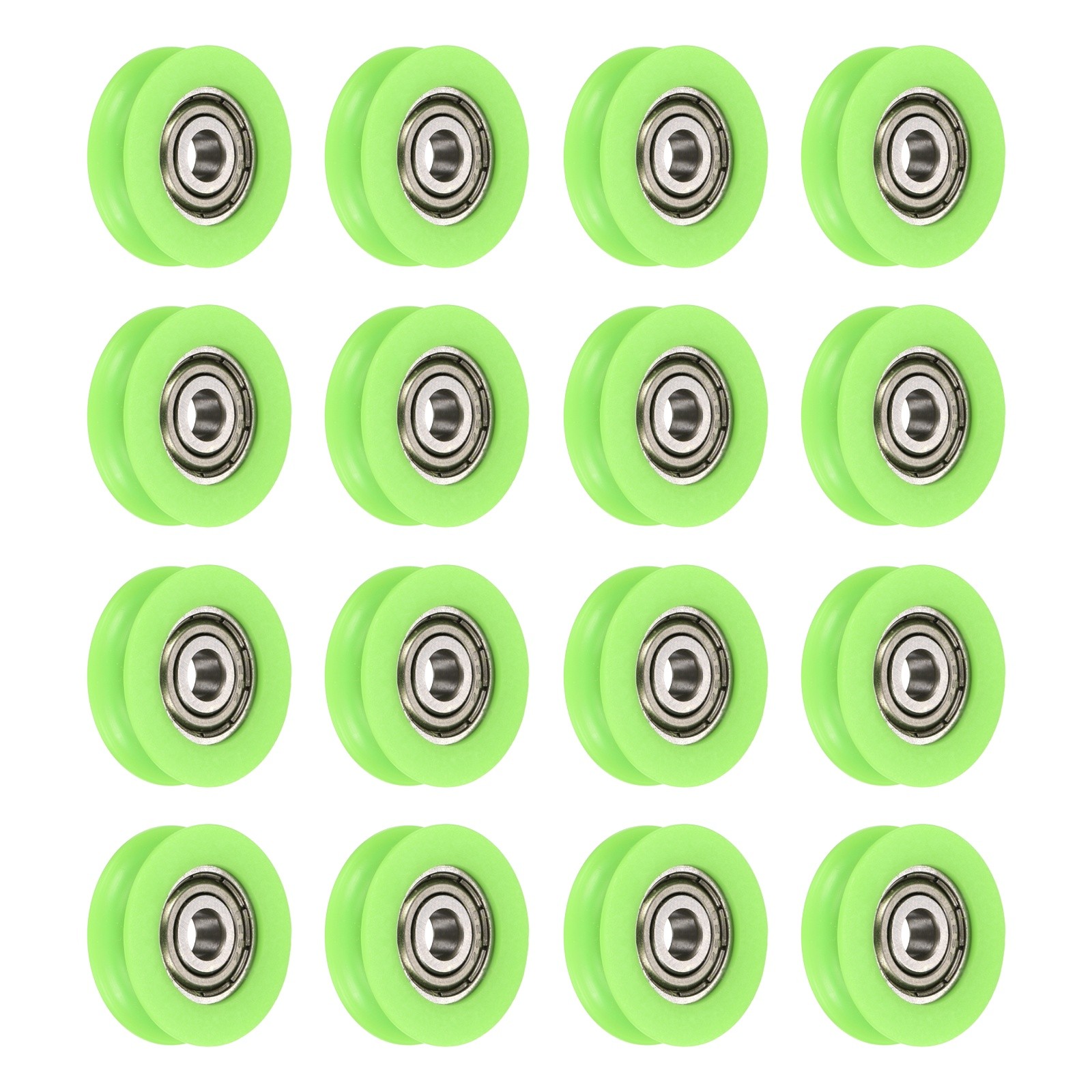 16Pcs Groove Nylon Plastic Guide Bearing 5x23x7mm Pulley Roller(Green)