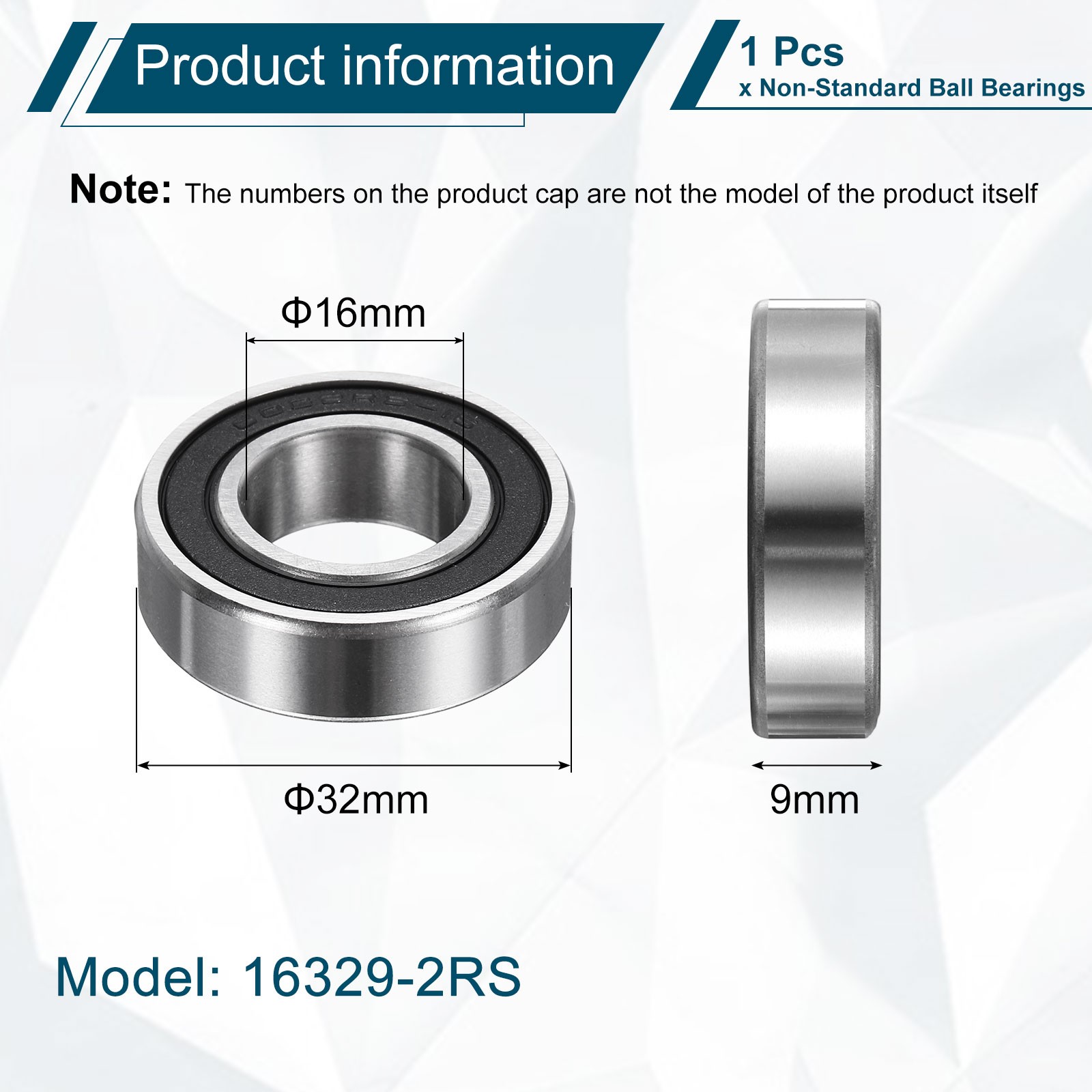 16329-2RS Non-Standard Ball Bearings 16mm ID x 32mm OD x 9mm Thickness