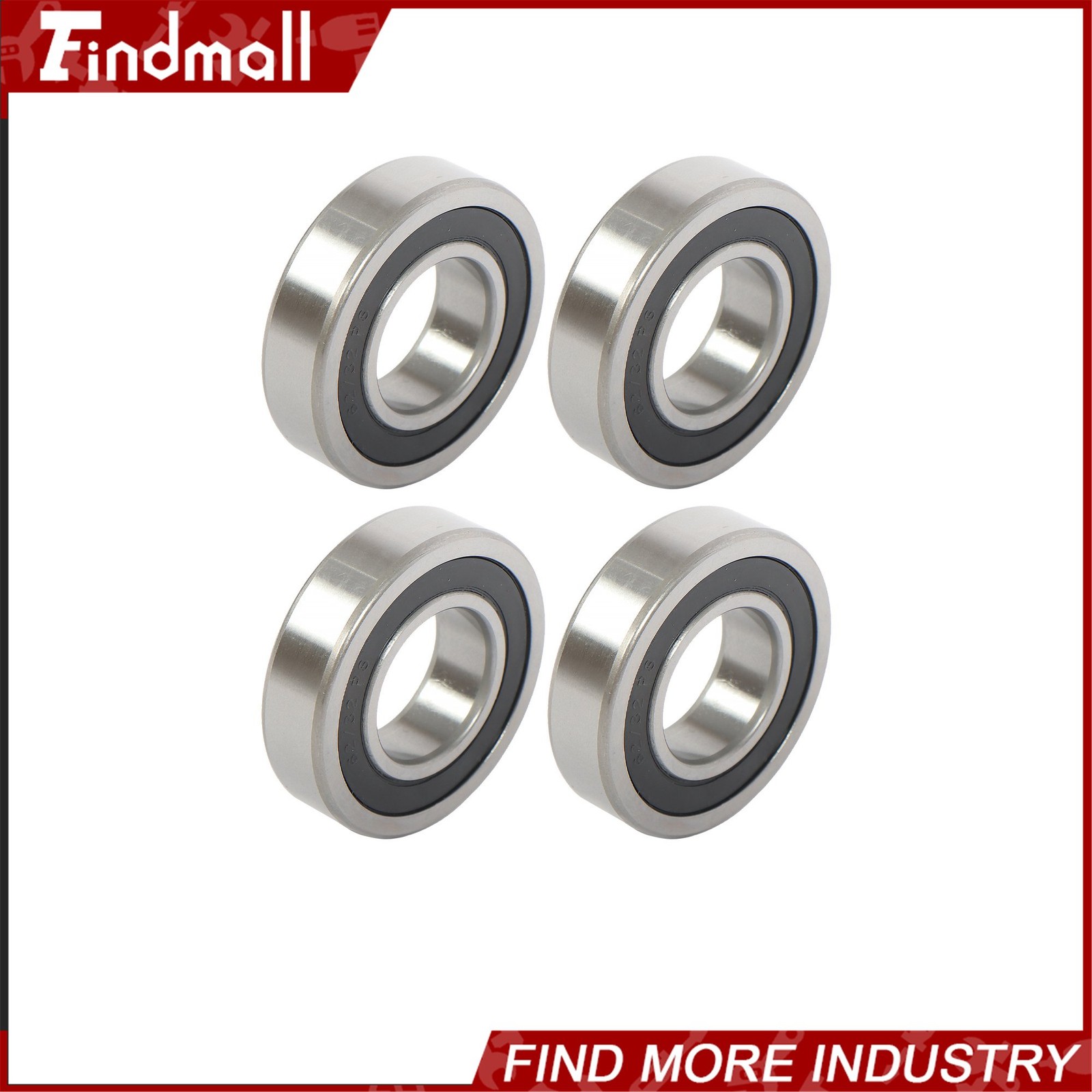 Findmall 62/32-2RS Deep Groove Bearings 4pcs 32x65x17mm Rubber Sealed Set