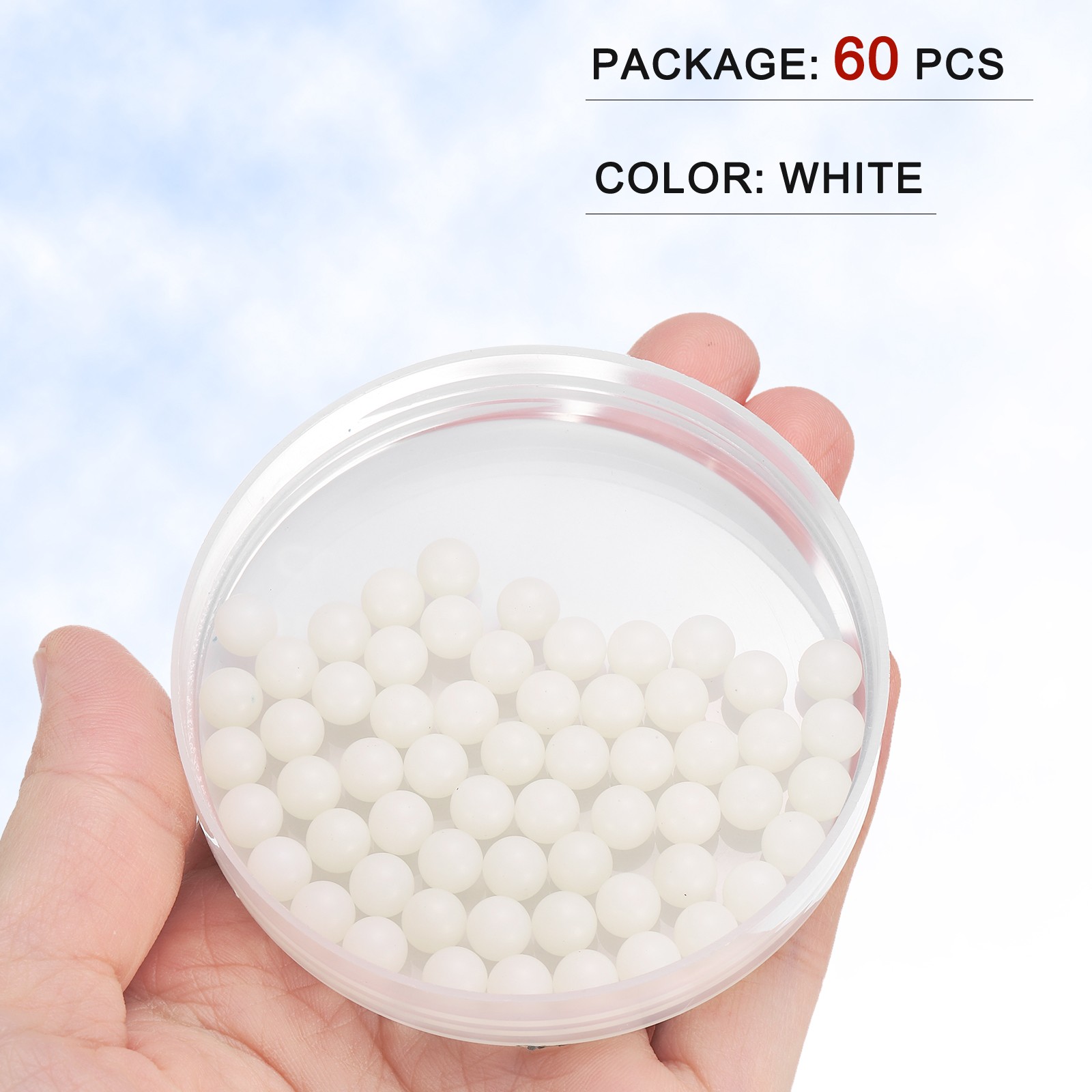 60pcs Nylon Bearing Balls 1/4″ Solid Plastic Balls G1 Precision White