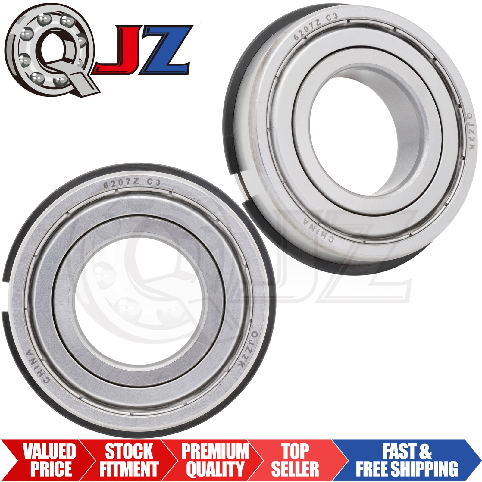 [Qty.2] 6207-ZZ-NR Deep Groove Ball Bearing w/Snap Ring [35mm x 72mm x 17mm]