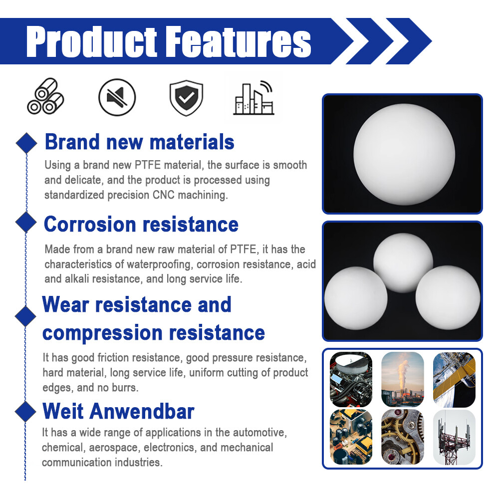White Solid PTFE Ball Plastic Balls Diaphragm Pump Sealing Ball Dia. Ø1mm-63mm