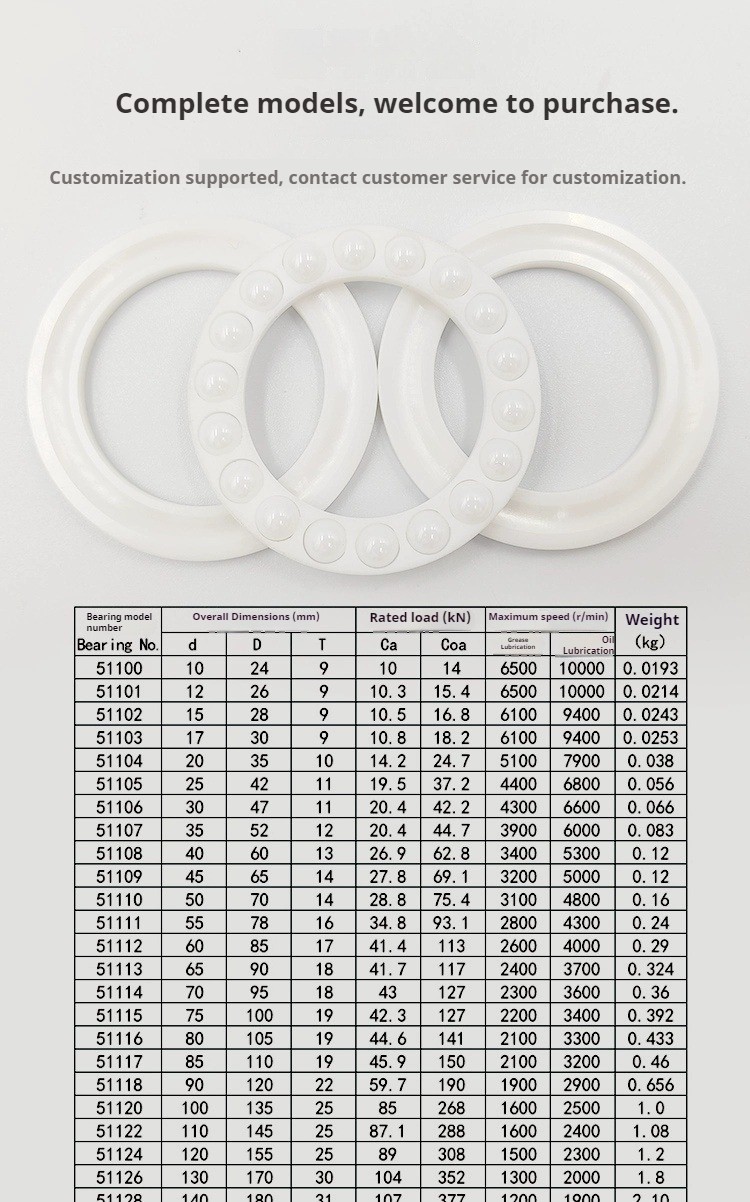 Planar Thrust Ball Ceramic Bearing 51100 51101 51102 51103 51104 51105 ~ 51112