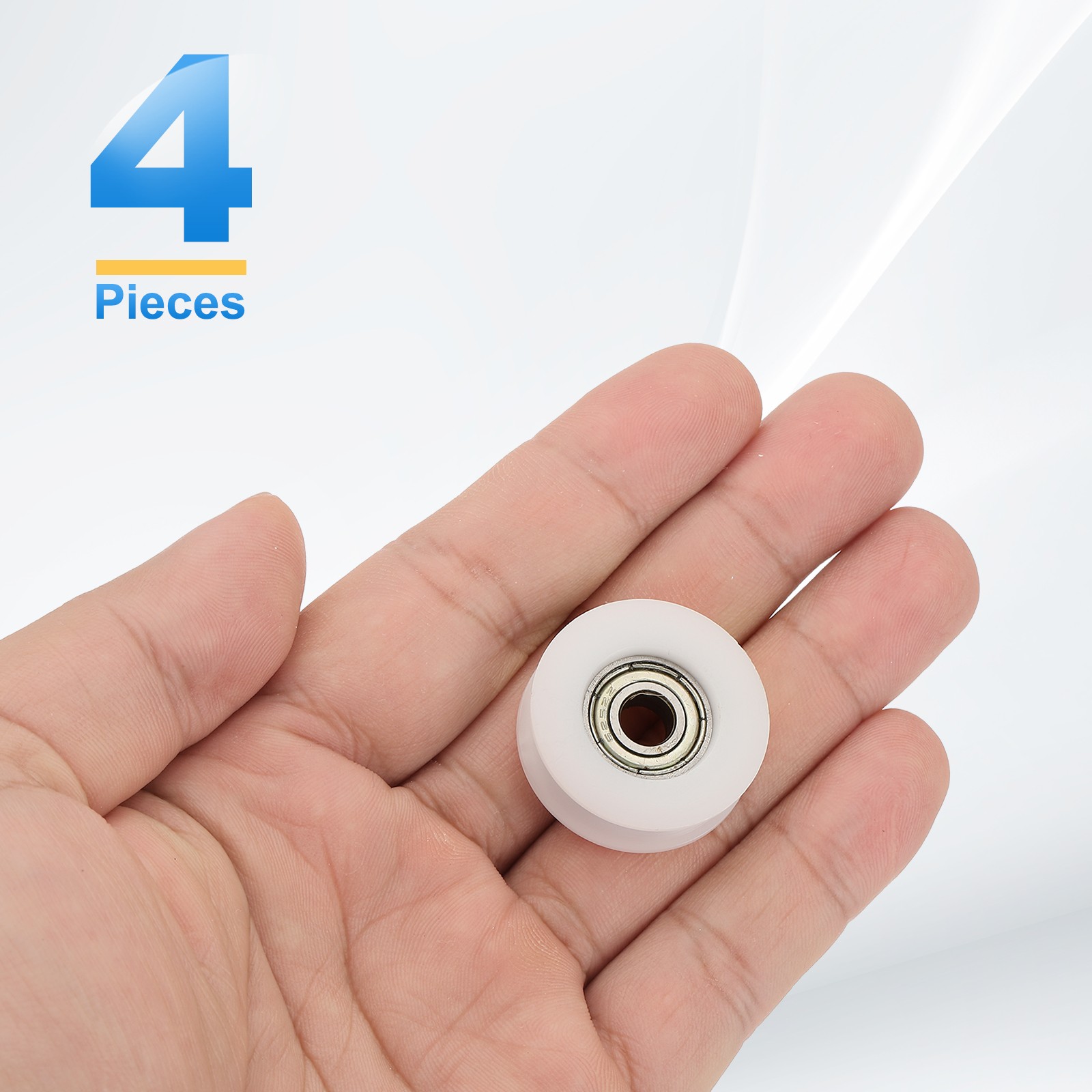 4Pcs Groove Nylon Plastic Guide Bearing 6x27x9mm Pulley Roller (White)