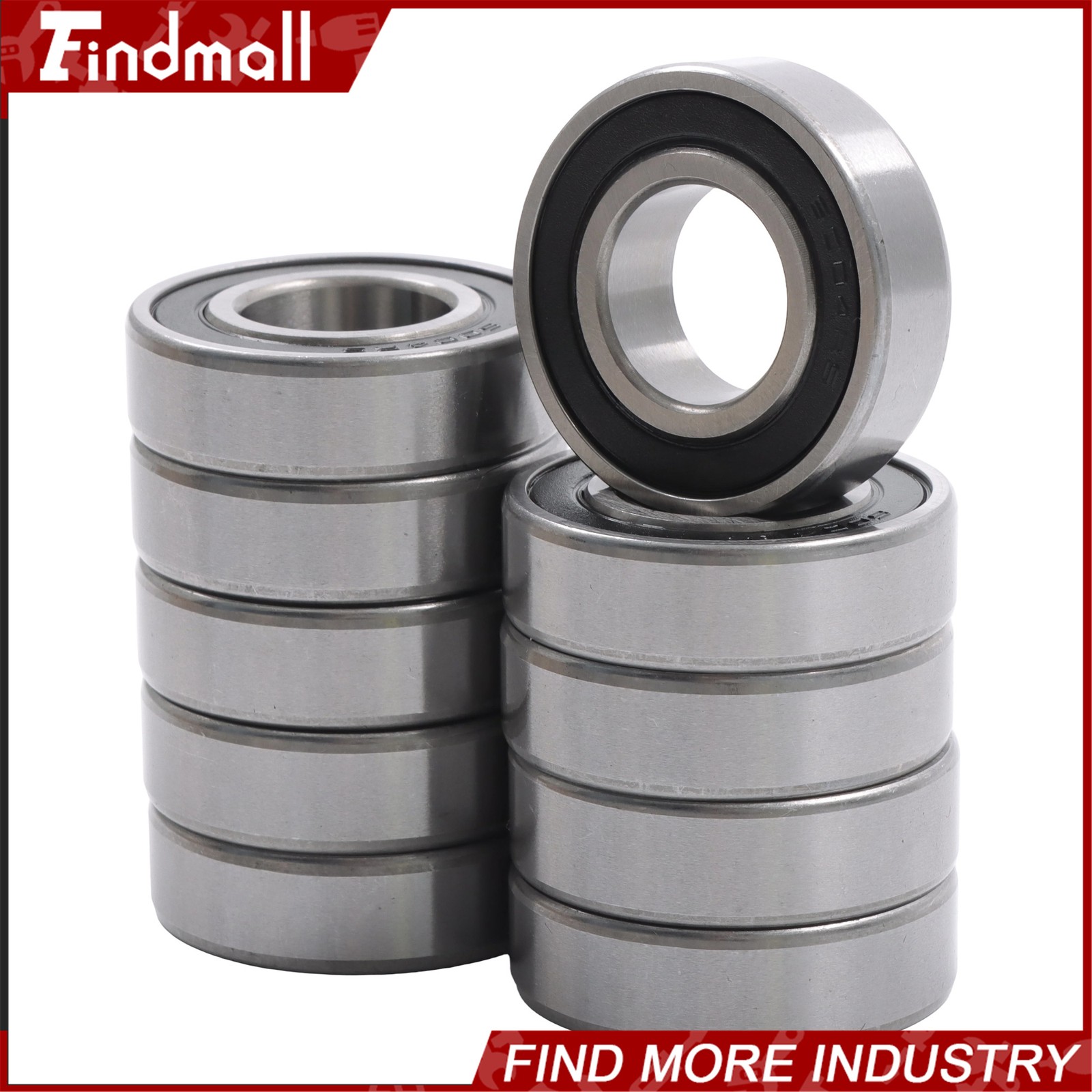 Findmall 6004-2RS C3 Ball Bearing 20x42x12mm 10 Pcs Premium Rubber Sealed