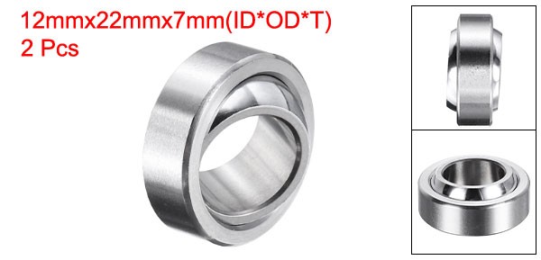 2 Pcs 12x22x7mm GE6C Spherical Plain Bearing Bearing Steel Bearing ABEC-3