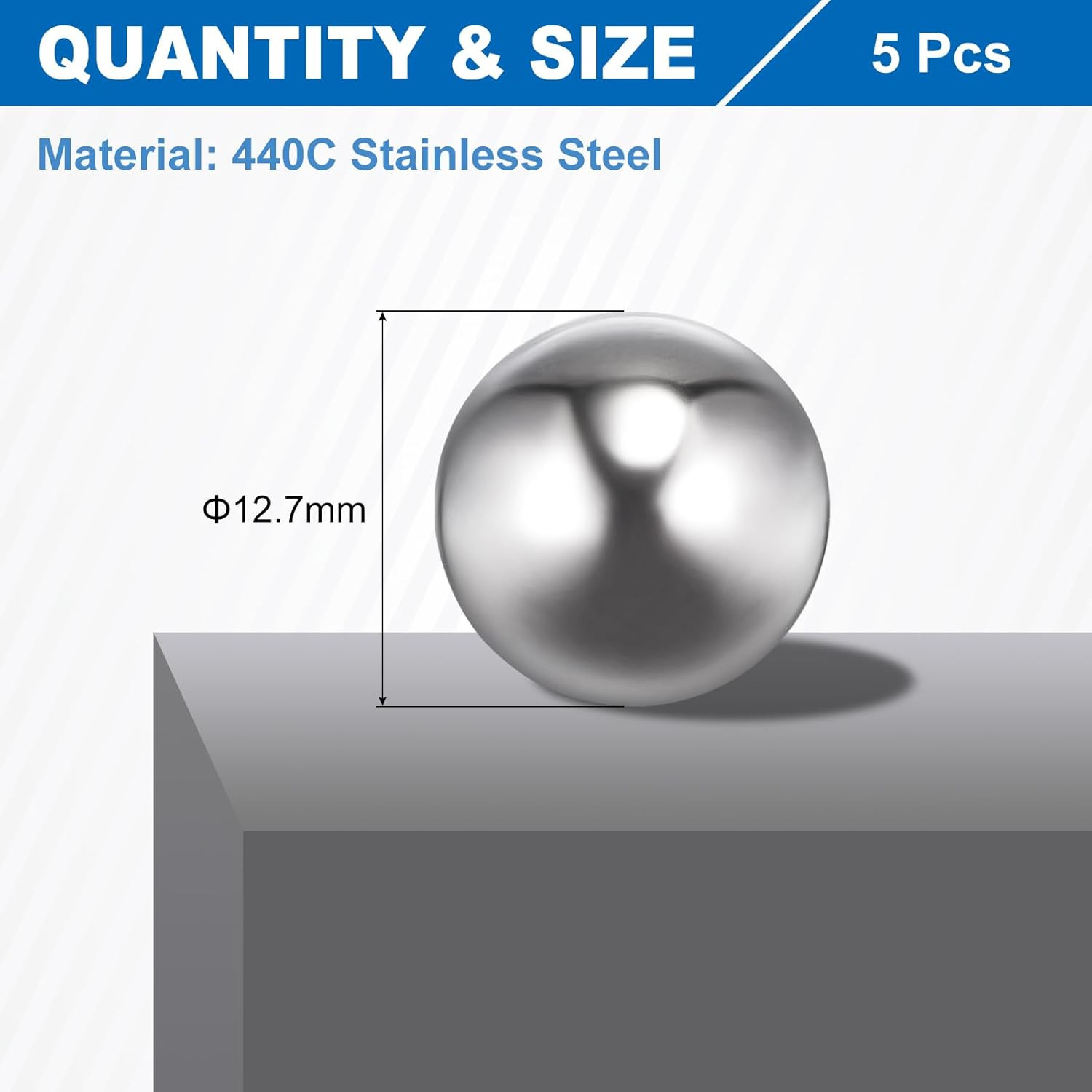 1/2″ 12.7Mm Bearing Balls, 5 Pcs 440C Stainless Steel G10 Precision Balls Metric