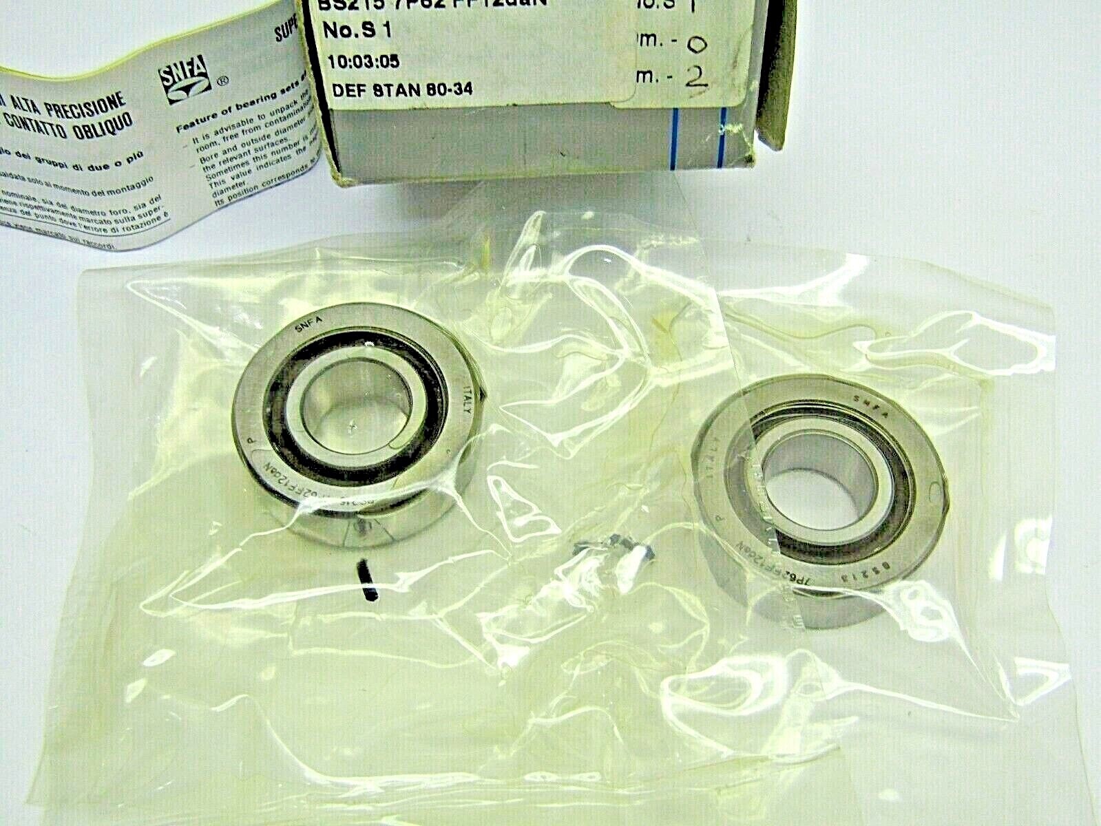 SNFA BS215 7P62 15mmX 35mm X 11mm Super Precision 2 Bearing Set BSA202CGA