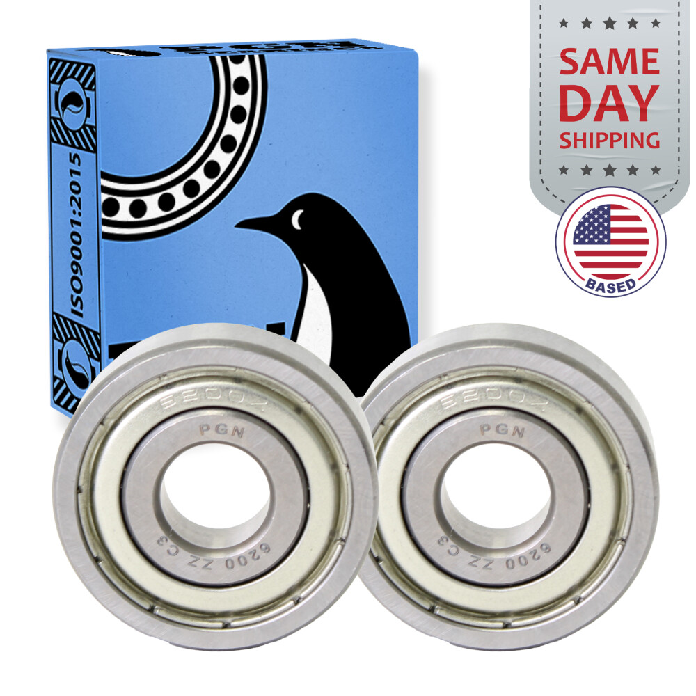 (2) 6200-ZZ Premium Metal Shield Ball Bearing C3 EMQ, 10x30x9, 6200 ZZ 6200z