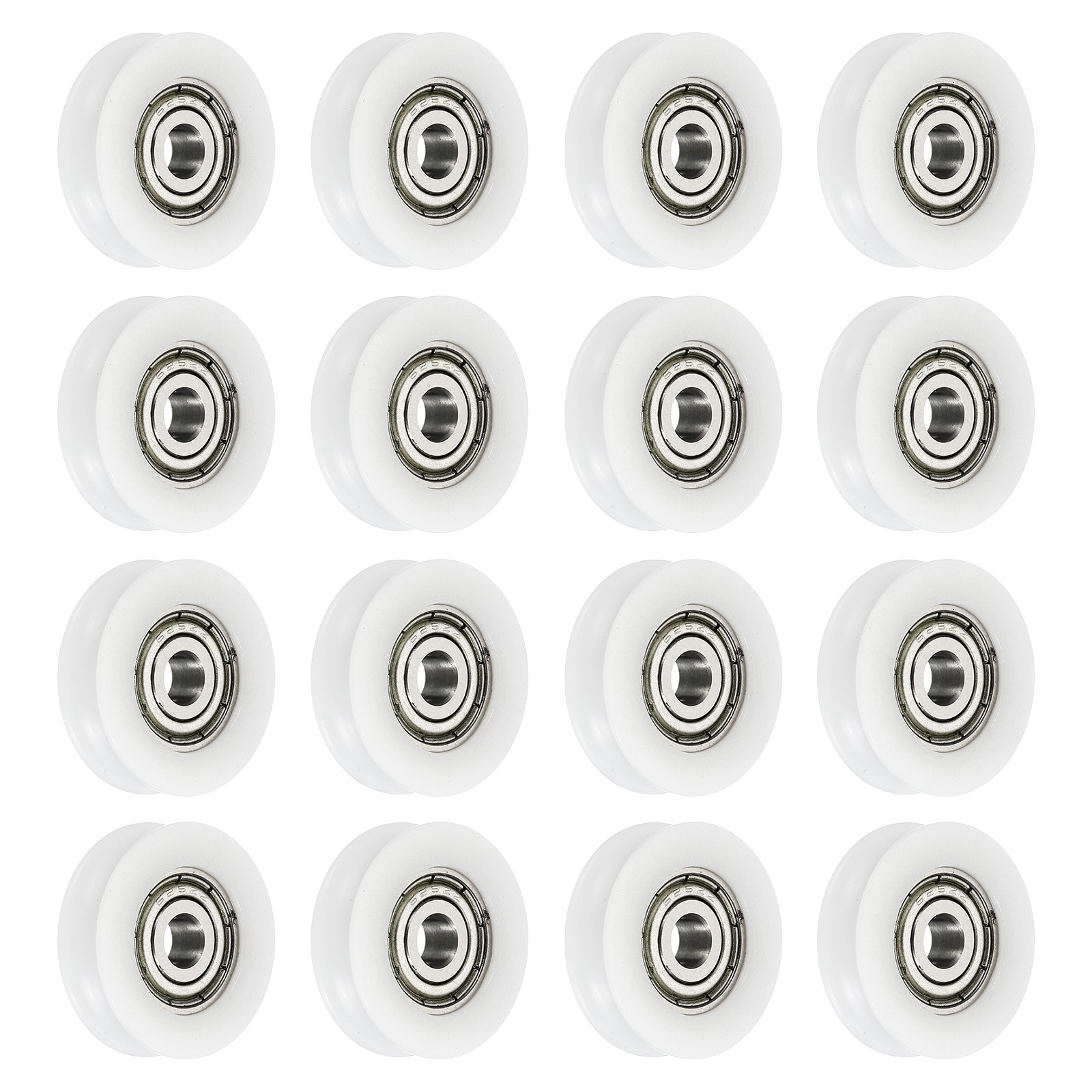 16Pcs, Groove Nylon Plastic Guide Bearing 5×23.5x7mm Pulley Roller White