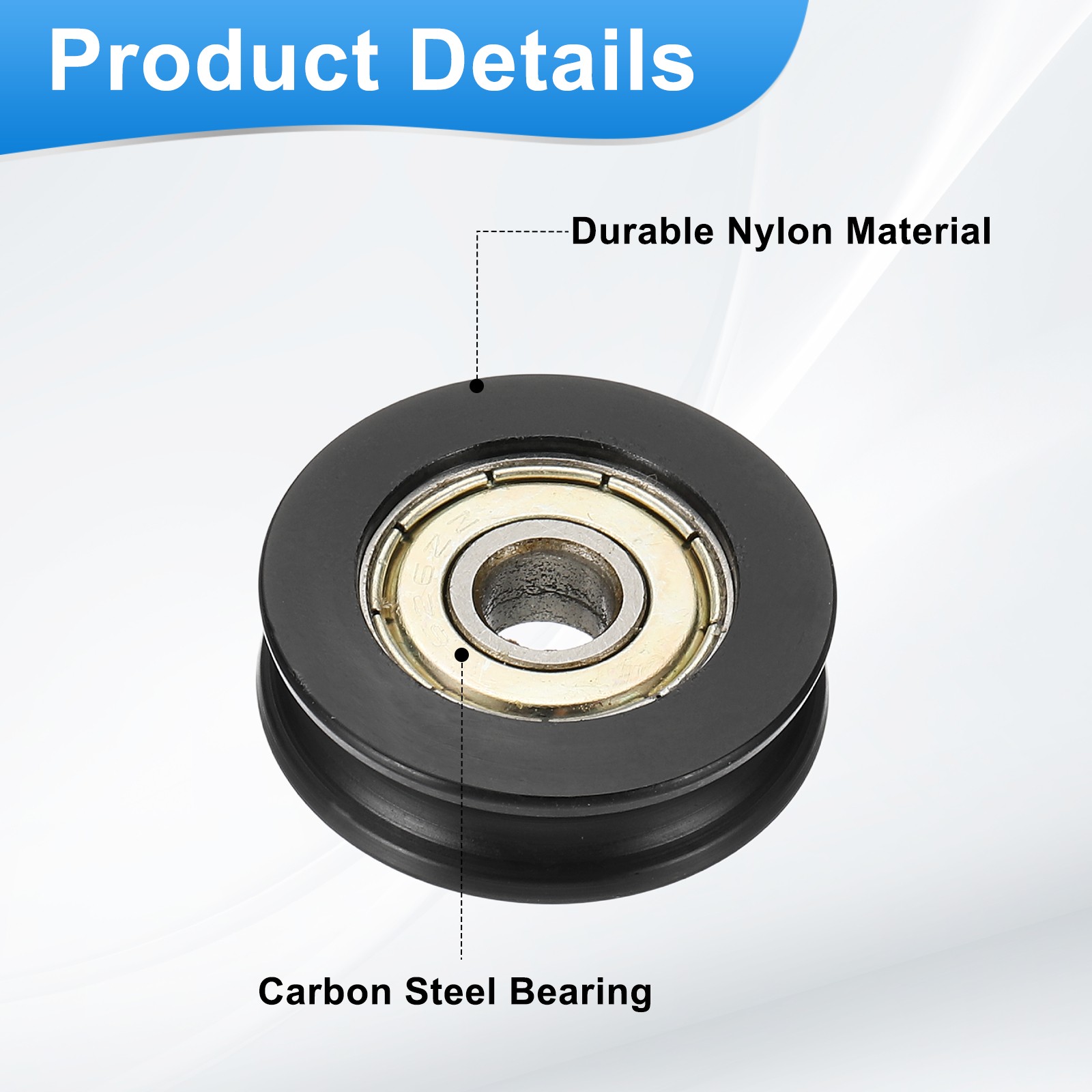 4Pcs, Groove Nylon Plastic Guide Bearing 6x27x8mm Pulley Roller (Black)