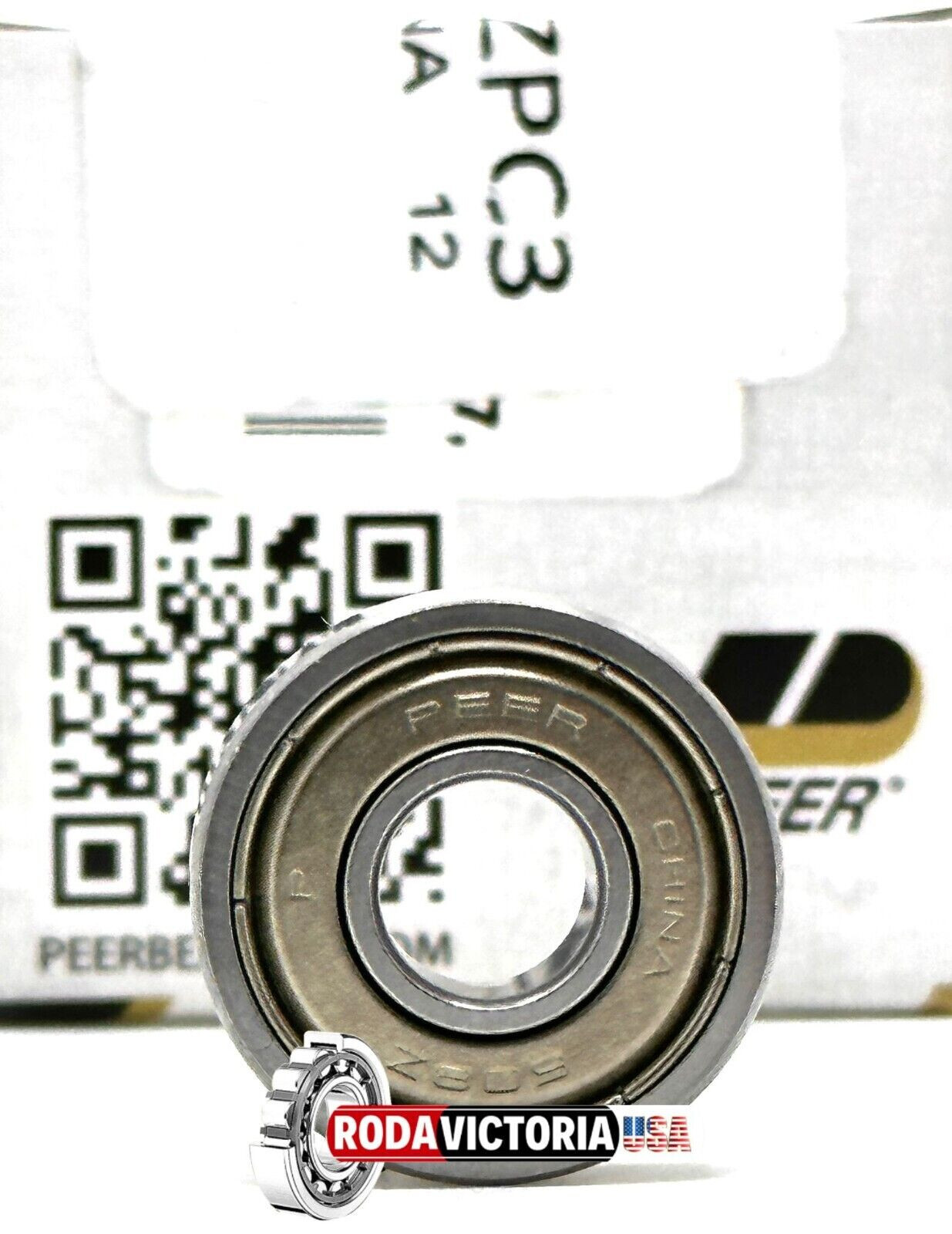 PEER 608 ZZ DEEP GROOVE BALL BEARING, METAL SHIELDED 8x22x7mm