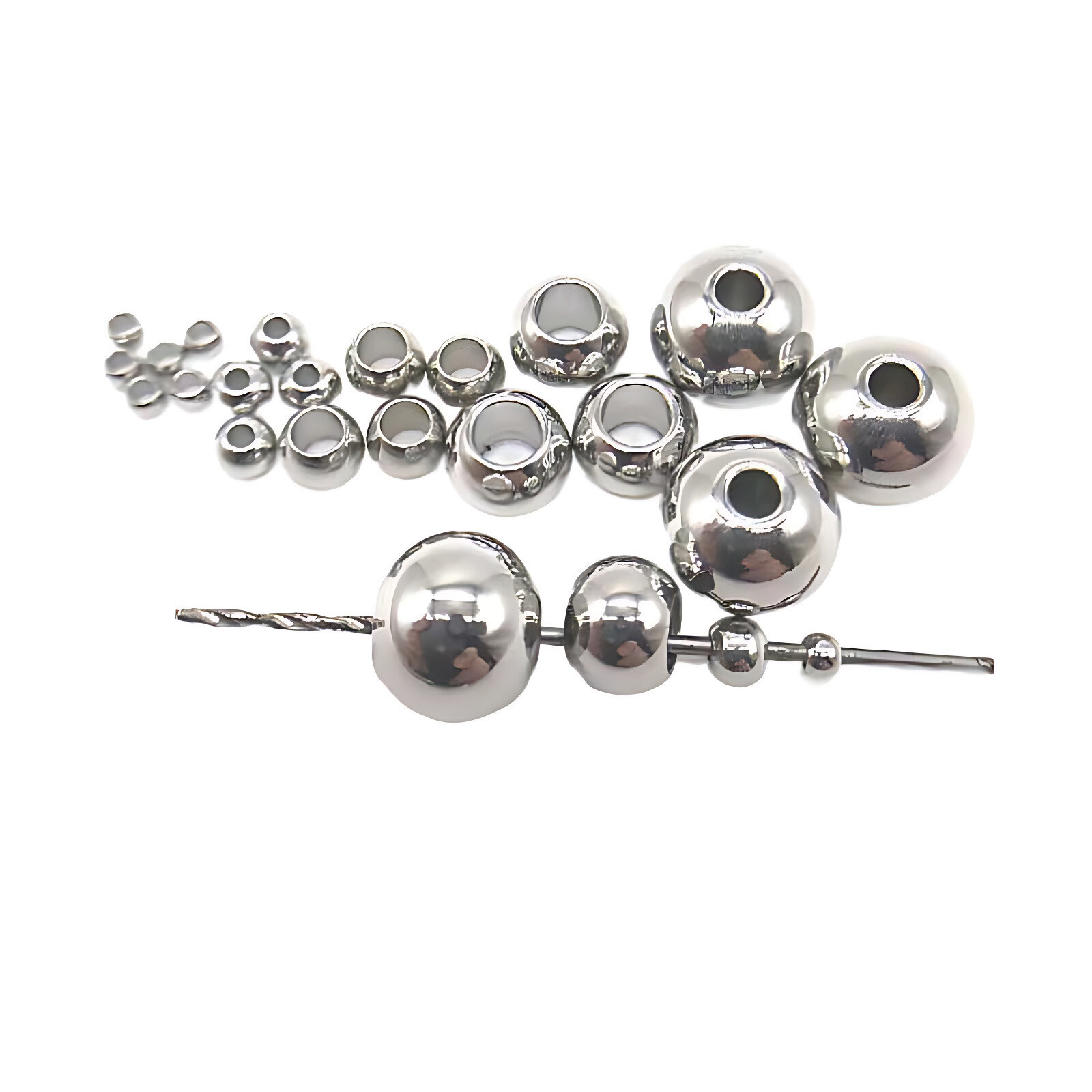 Ø 2mm-60mm Stainless Steel Silver Round Spacer Beads Jewelry Finding Loose Beads
