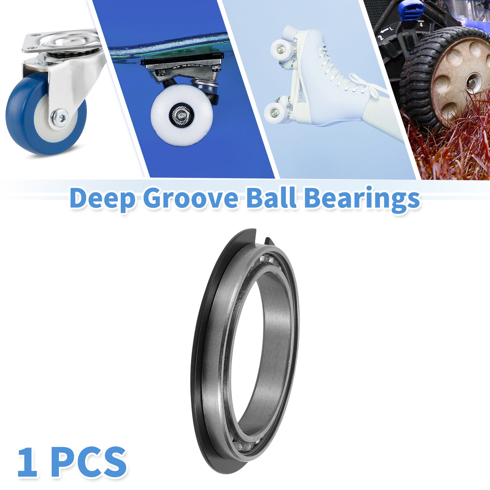 6807NR Deep Groove Ball Bearings 35x47x7mm 1 Pc Silver Tone