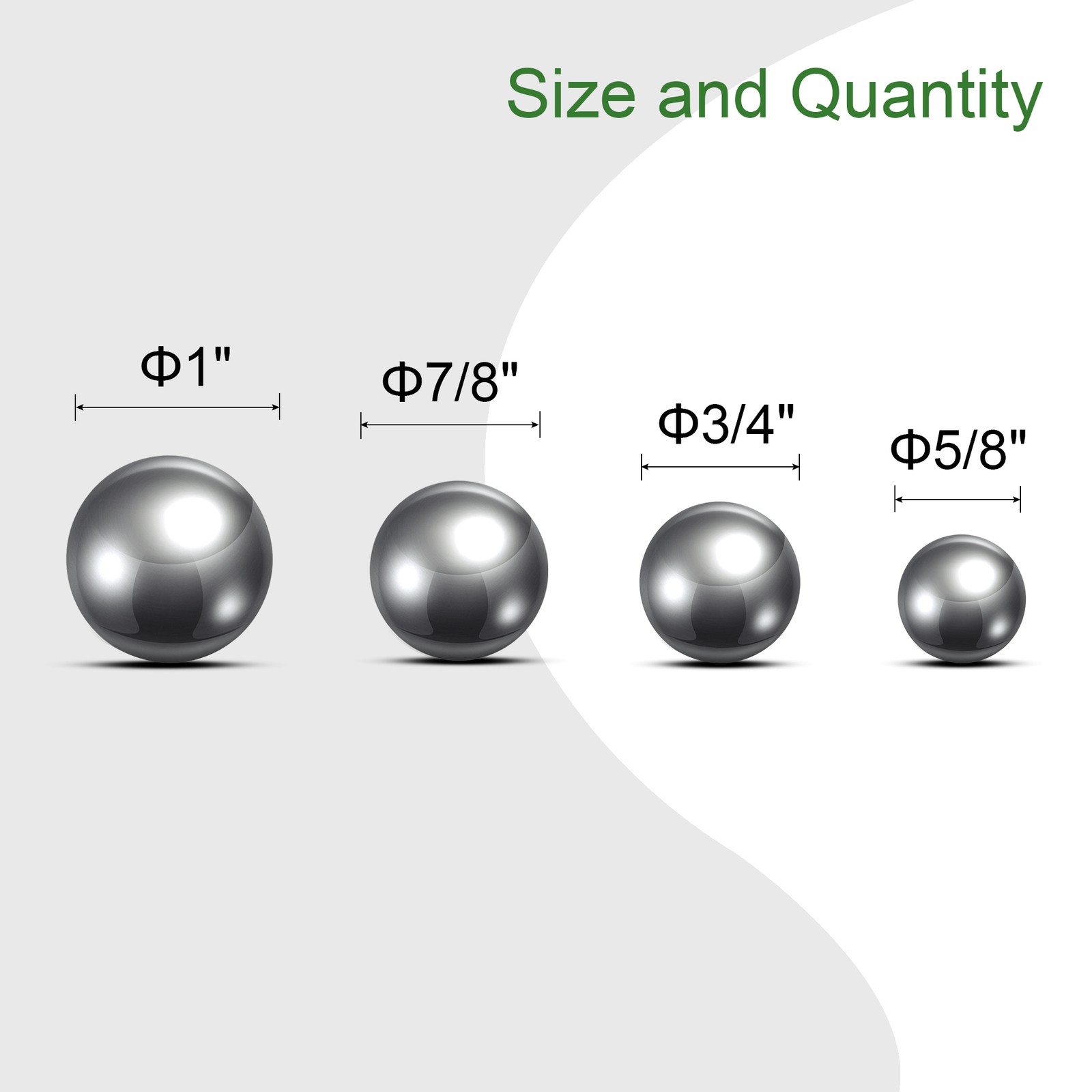 4pcs 4 Size Bearing Balls Assortment Stainless Steel 1″ 7/8″ 3/4″ 5/8″