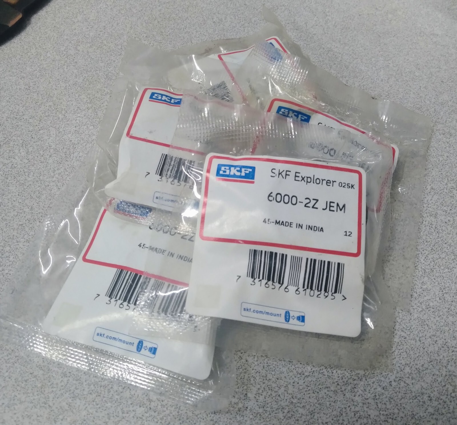 SKF 6000-2Z JEM Radial Ball Bearing – Lot of 5