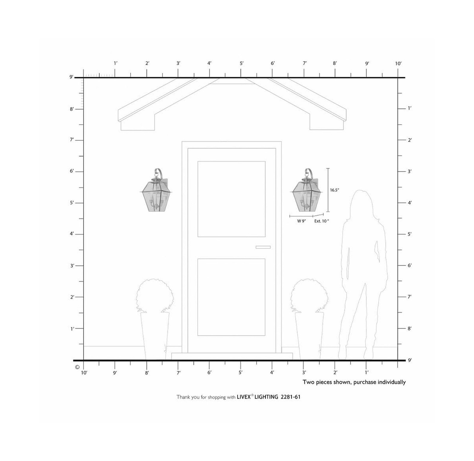 Livex Lighting 2281-07 Westover 2-Light Outdoor Wall Lantern, Bronze, 16.5″ x…