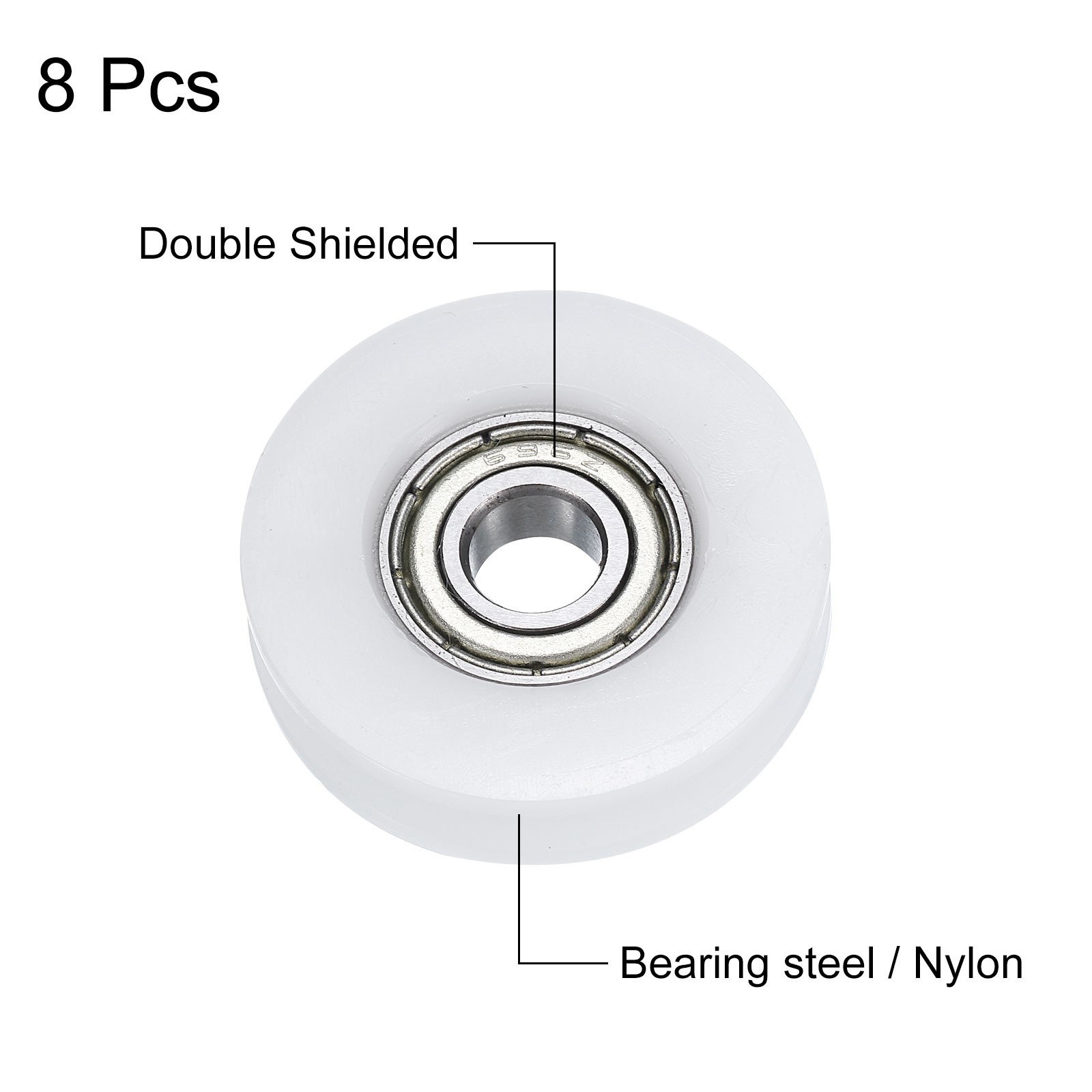 8pcs Nylon Pulley U-Groove Ball Bearing 6x27x7mm U Groove Roller Wheel