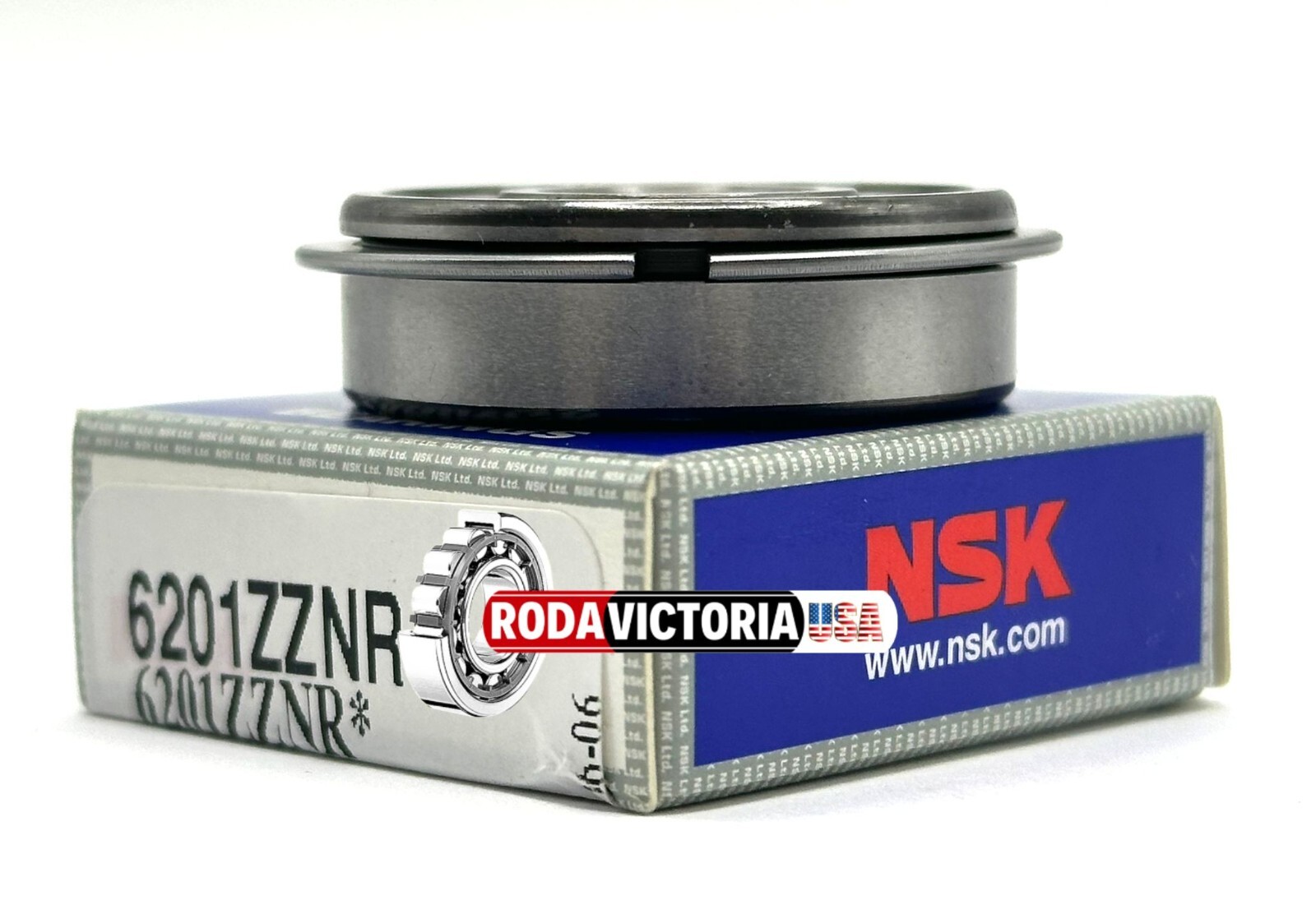 NSK 6201 ZZ NR BALL BEARING, METAL SHIELDED + SNAP RING 12x32x10mm