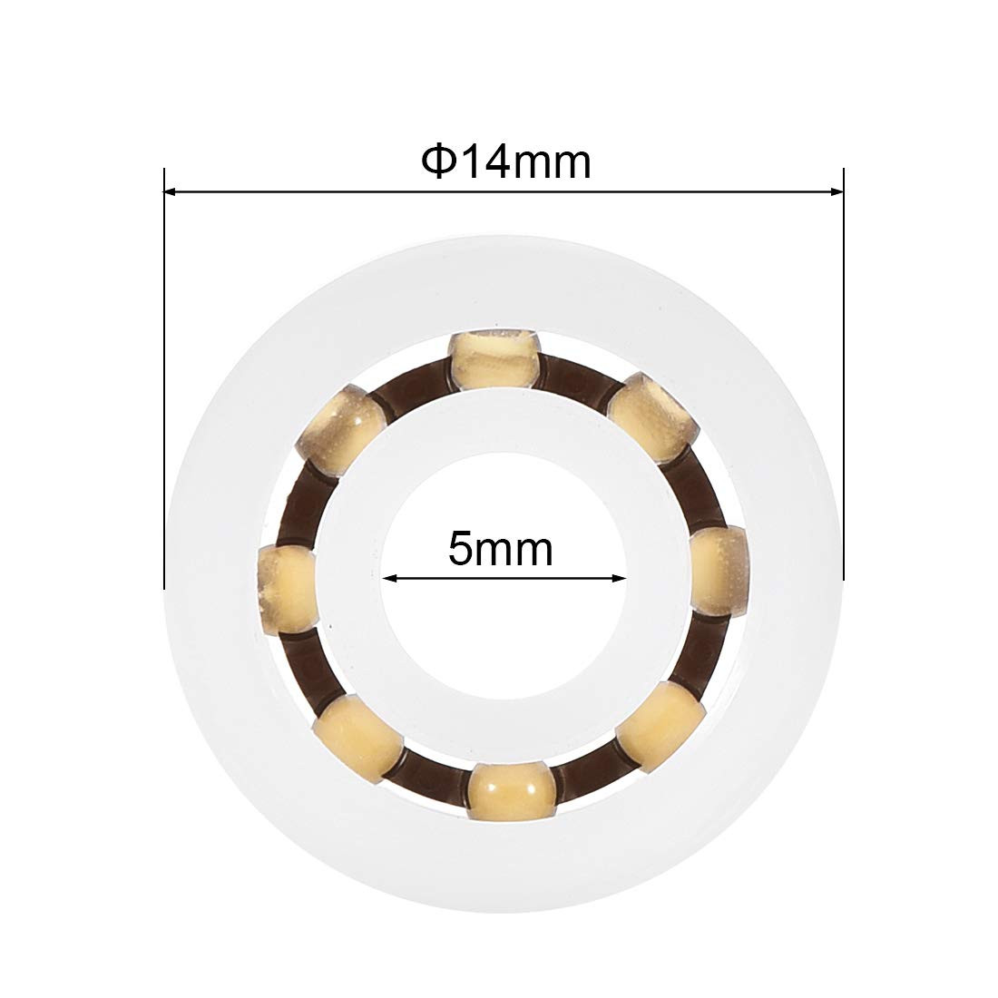 Uxcell 605 Plastic Bearings 5X14X5Mm Glass Ball Nylon Cage 5Pcs