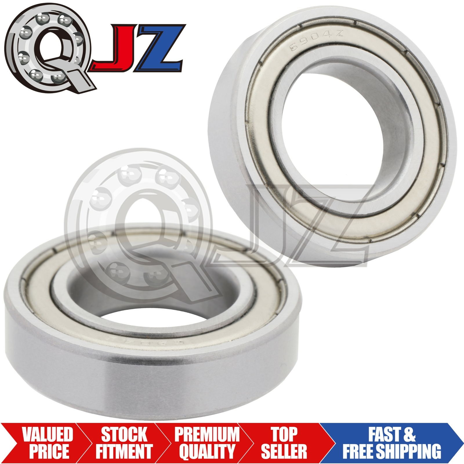 [2-Pack] 6904-ZZ Radial/Deep Groove Ball Bearing Double Shield 20mm x 37mm x 9mm