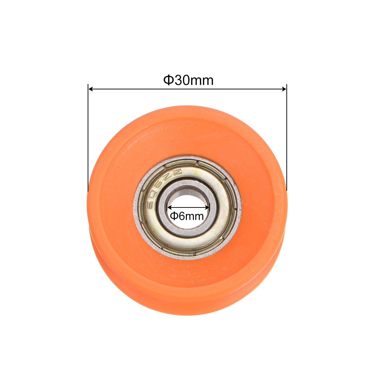 4 Sets U Type Groove Pulley Guide Rolling Bearing 6x30x13mm Roller Wheel Orange