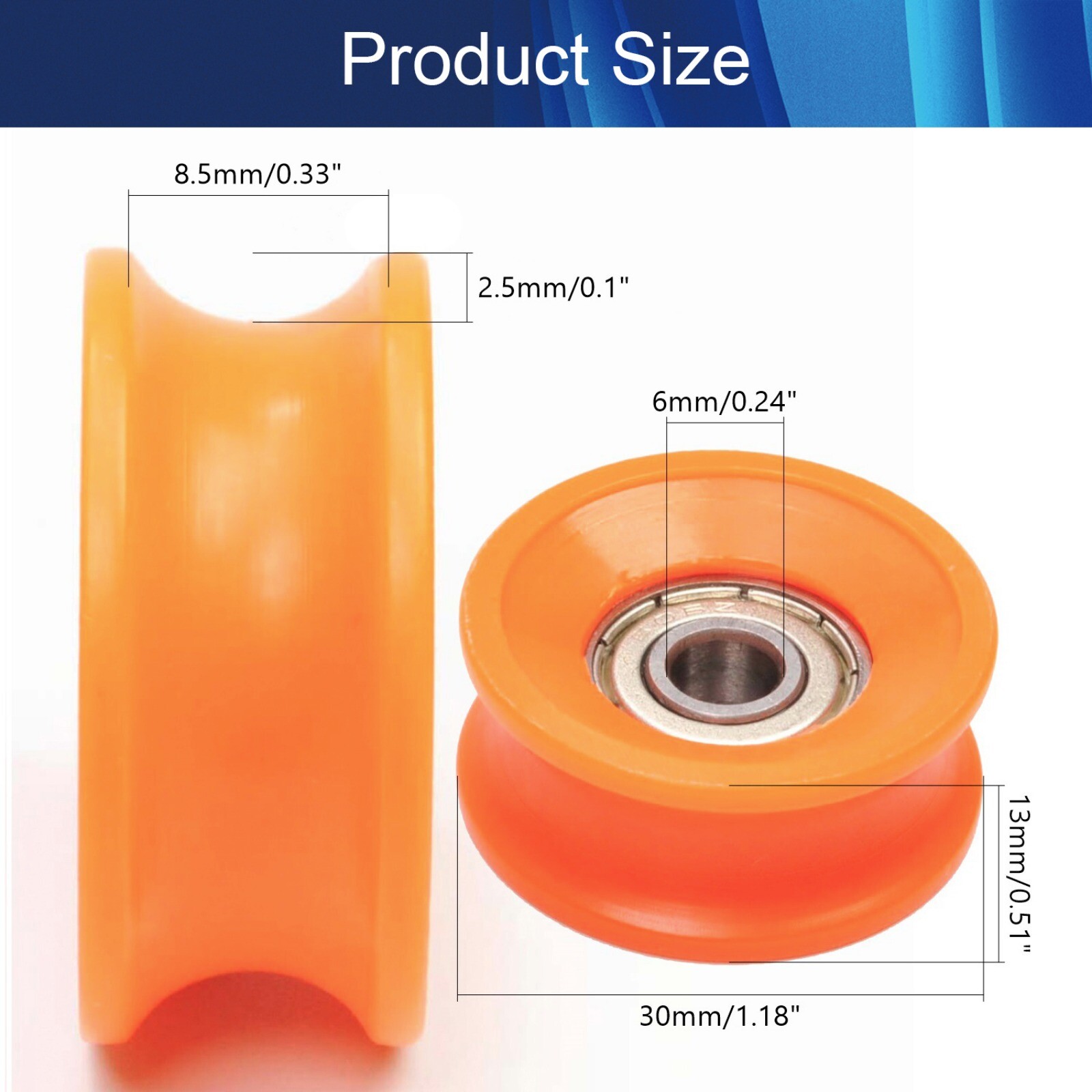4/5/6/8mm U Groove Bearing Pulley Sliding Wheel Plastic Nylon Embedded Guiding