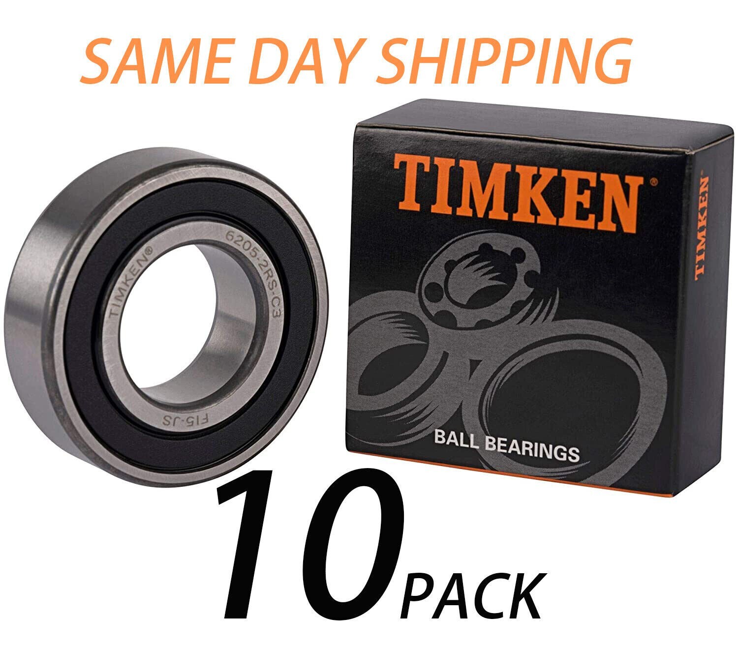 QTY. 02 TIMKEN 6205 2RS C3 DEEP GROOVE BALL BEARING, RUBBER SEALED 25x52x15mm.