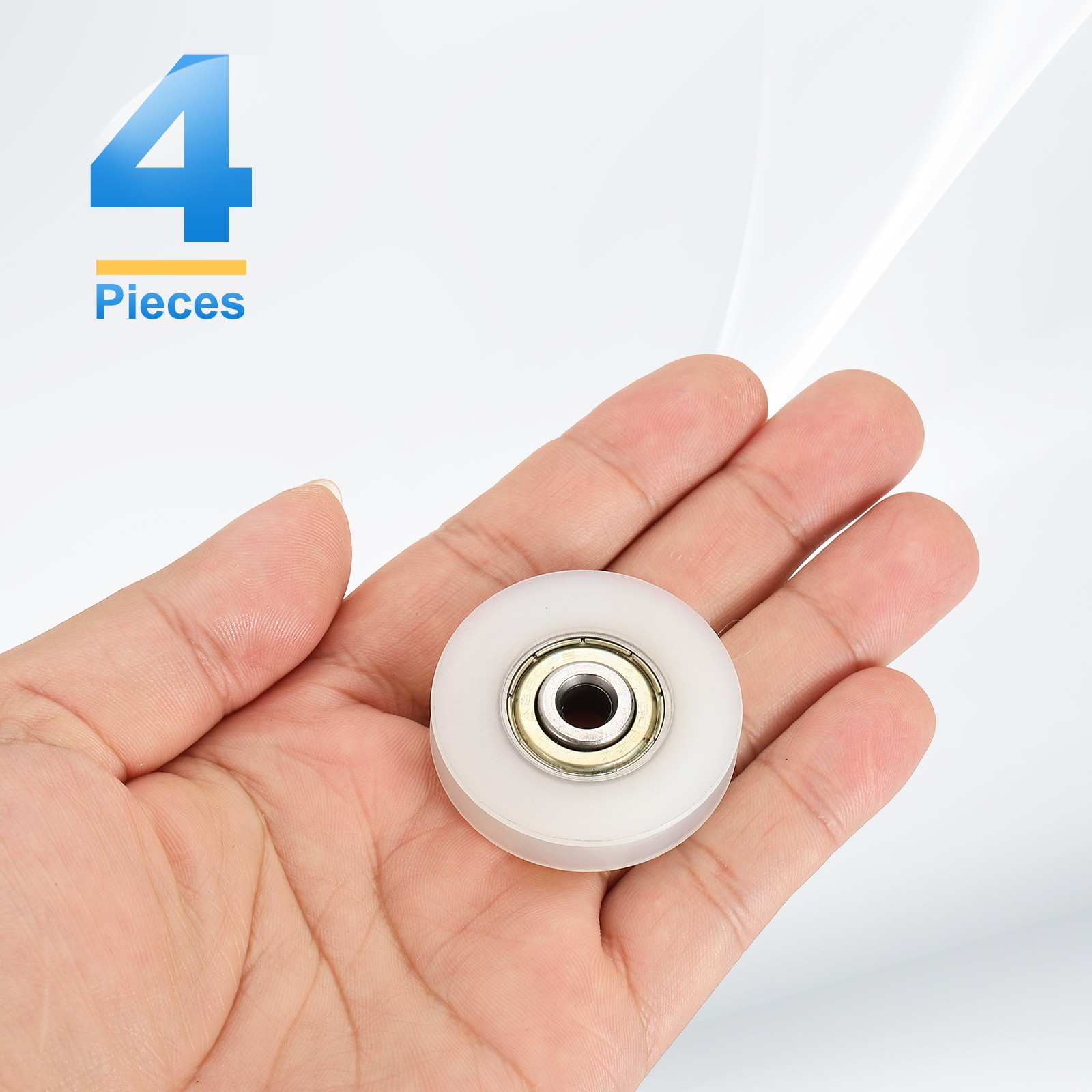 4 Pcs Cream White Groove Nylon Plastic Guide Bearing 6x38x9.5mm Pulley Roller