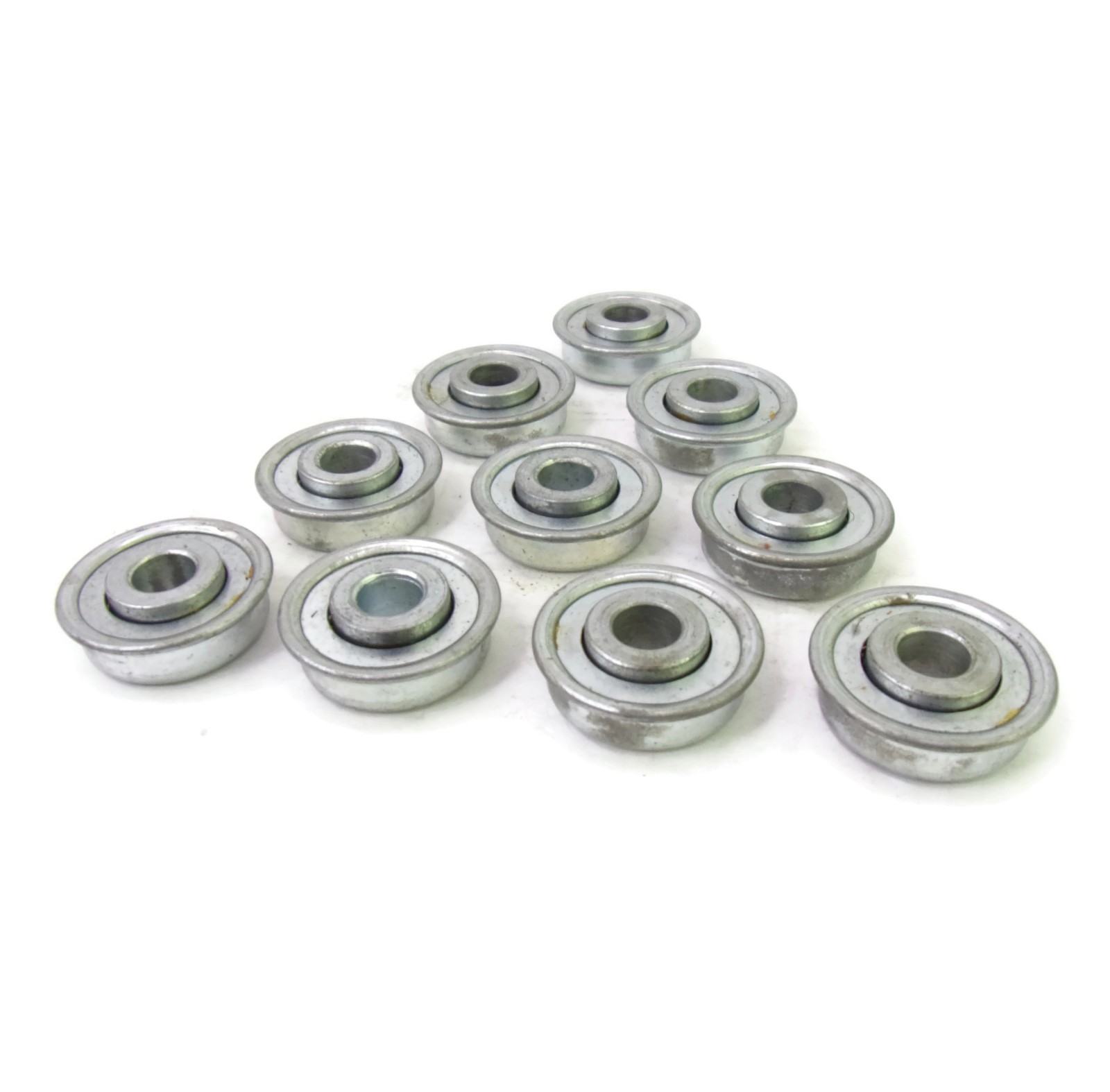 10-pk USED Flange Bearings I.D. 3/8″; O.D. 1-1/8″; Total width 7/16″