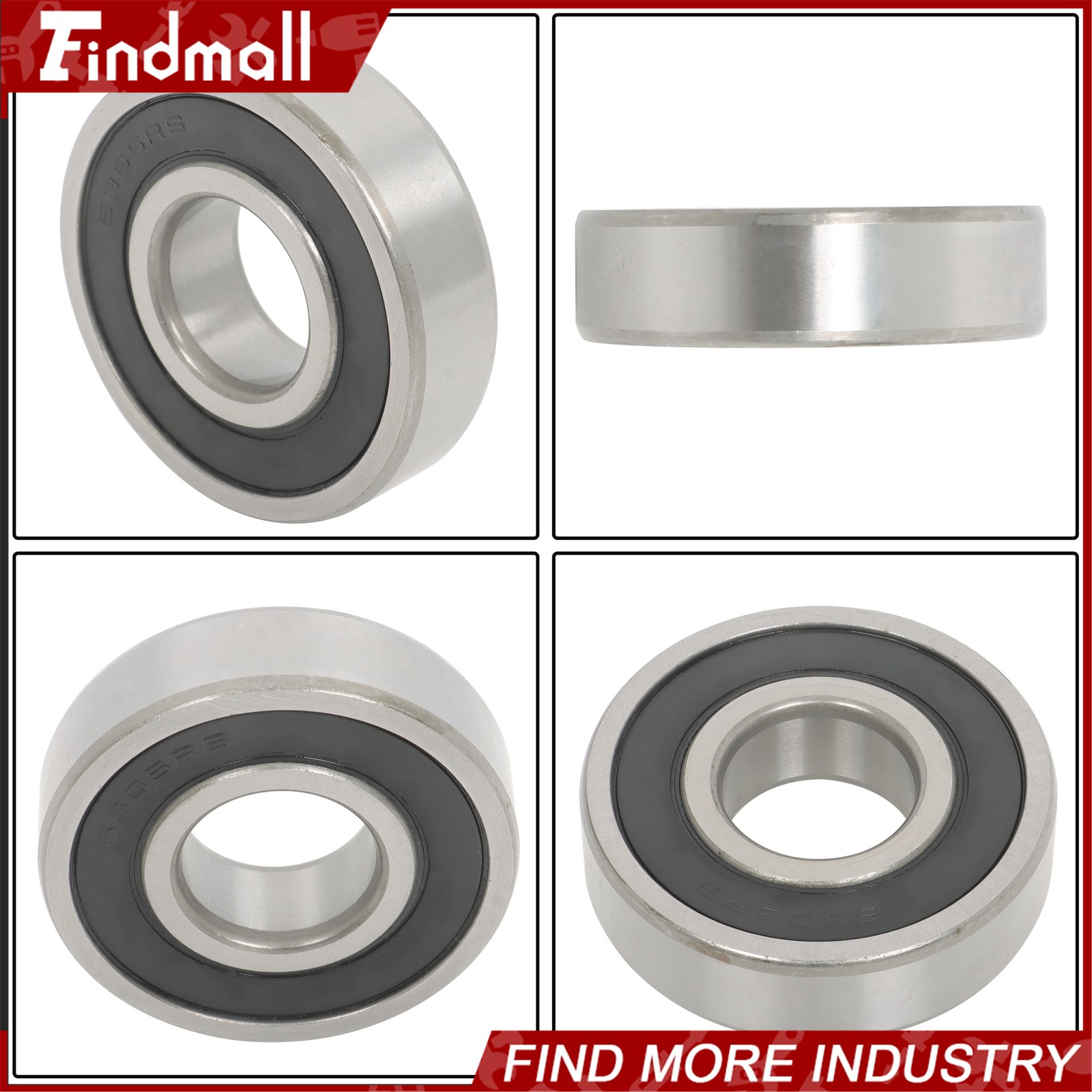 Findmall 6305-2RS C3 Ball Bearing 25x62x17mm 10 Pcs Premium Rubber Sealed