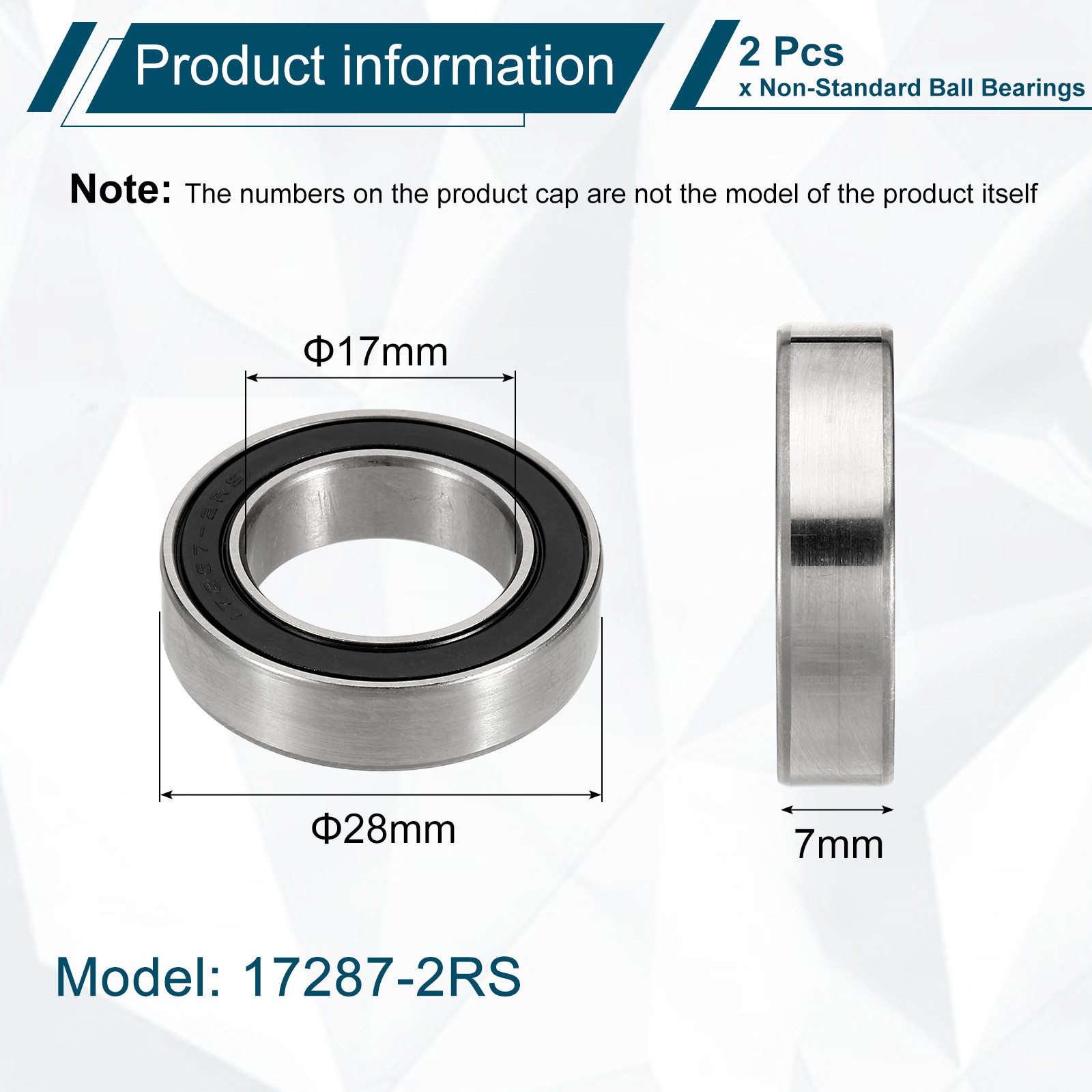 2 Pcs 17mm ID x 28mm OD 163110-2RS Non-Standard Ball Bearings 7mm Thickness