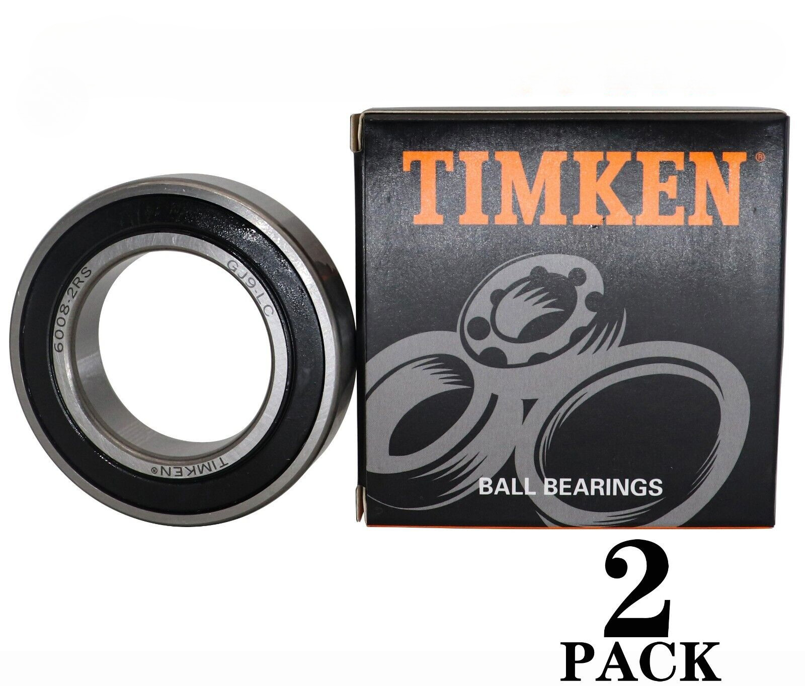(2PACK)TIMKEN 6008-2RS 40X68X15MM Double Rubber Seal Ball Bearings