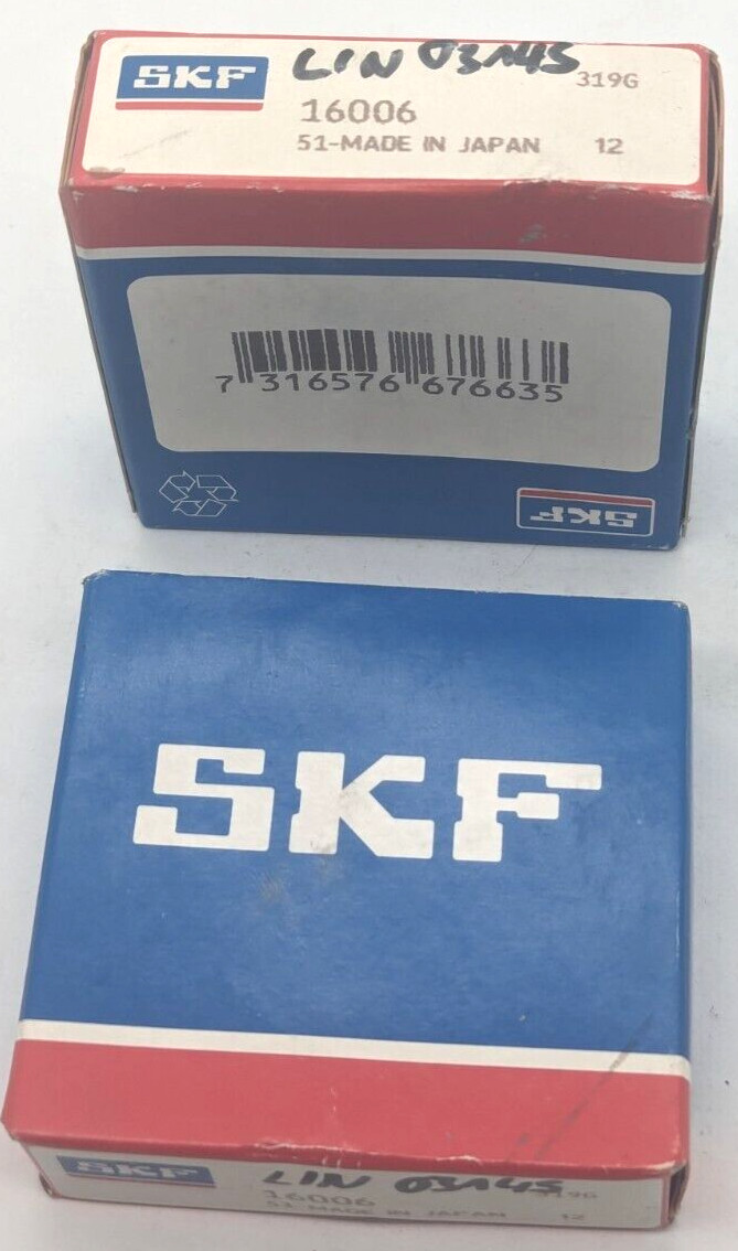 2 x SKF 16006 deep groove ball bearings new original packaging