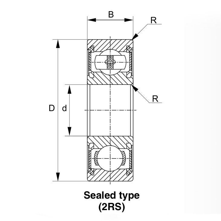 [Qty.50] 1614-2RS Deep Groove Radial Ball Bearing [9.525mm x 28.575mm x 9.525mm]