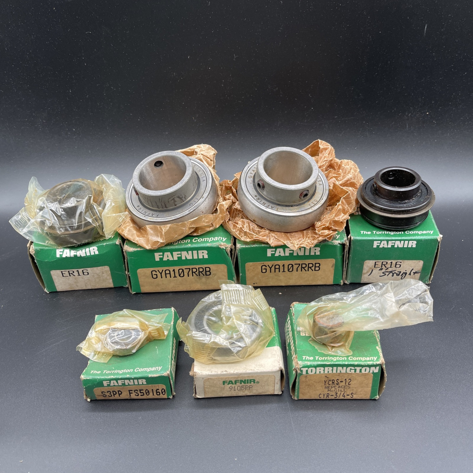 (7) Fafnir Torrington Bearings GYA107RRB, ER16, S3PP FS50160, YCRS-12, & 9105PP