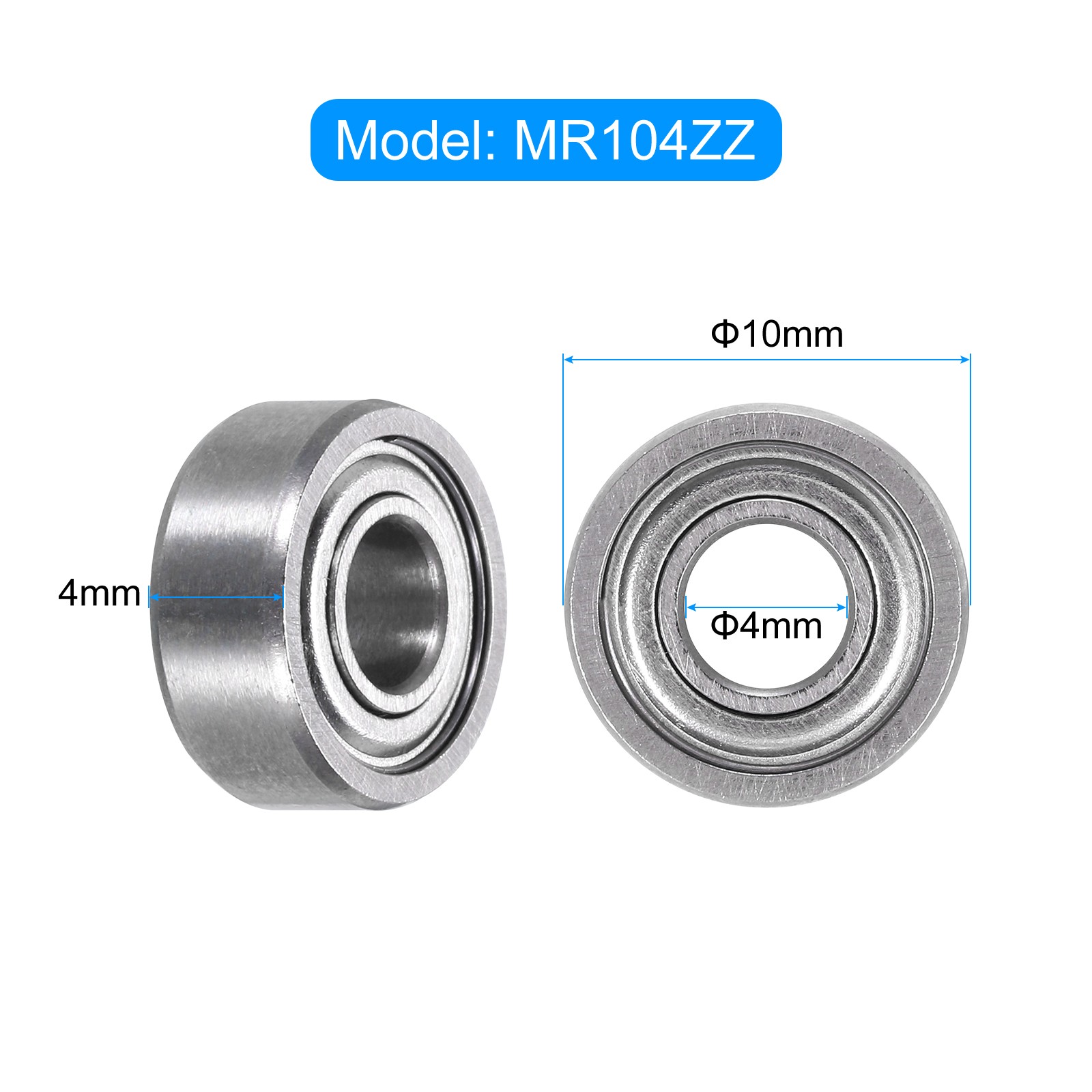 5pcs MR104ZZ Miniature Ball Bearings 4x10x4mm Double Shielded Bearings
