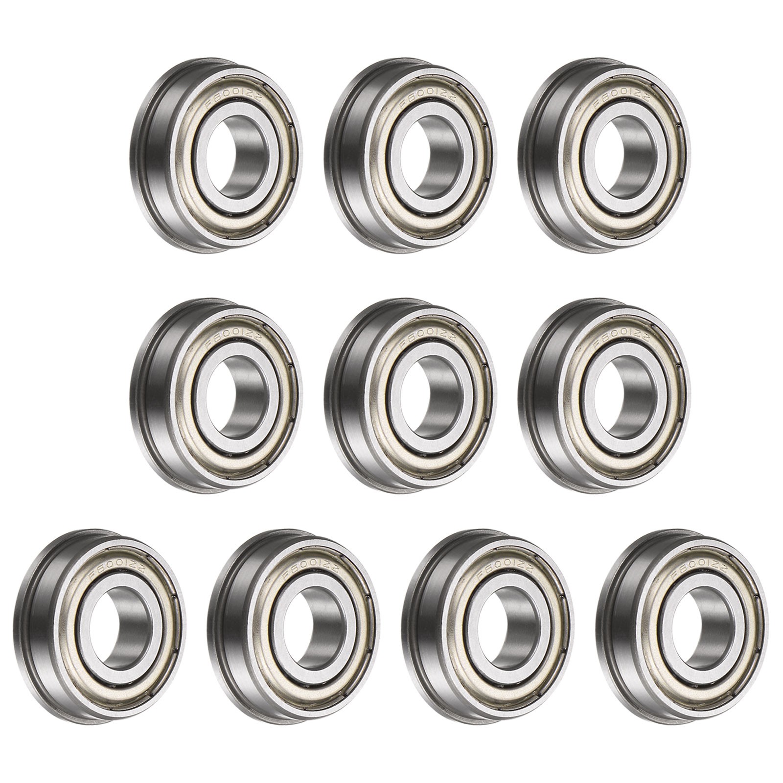 F6001ZZ Flanged Ball Bearing, 10pcs 12x28x8mm ABEC1 Flange Bearings